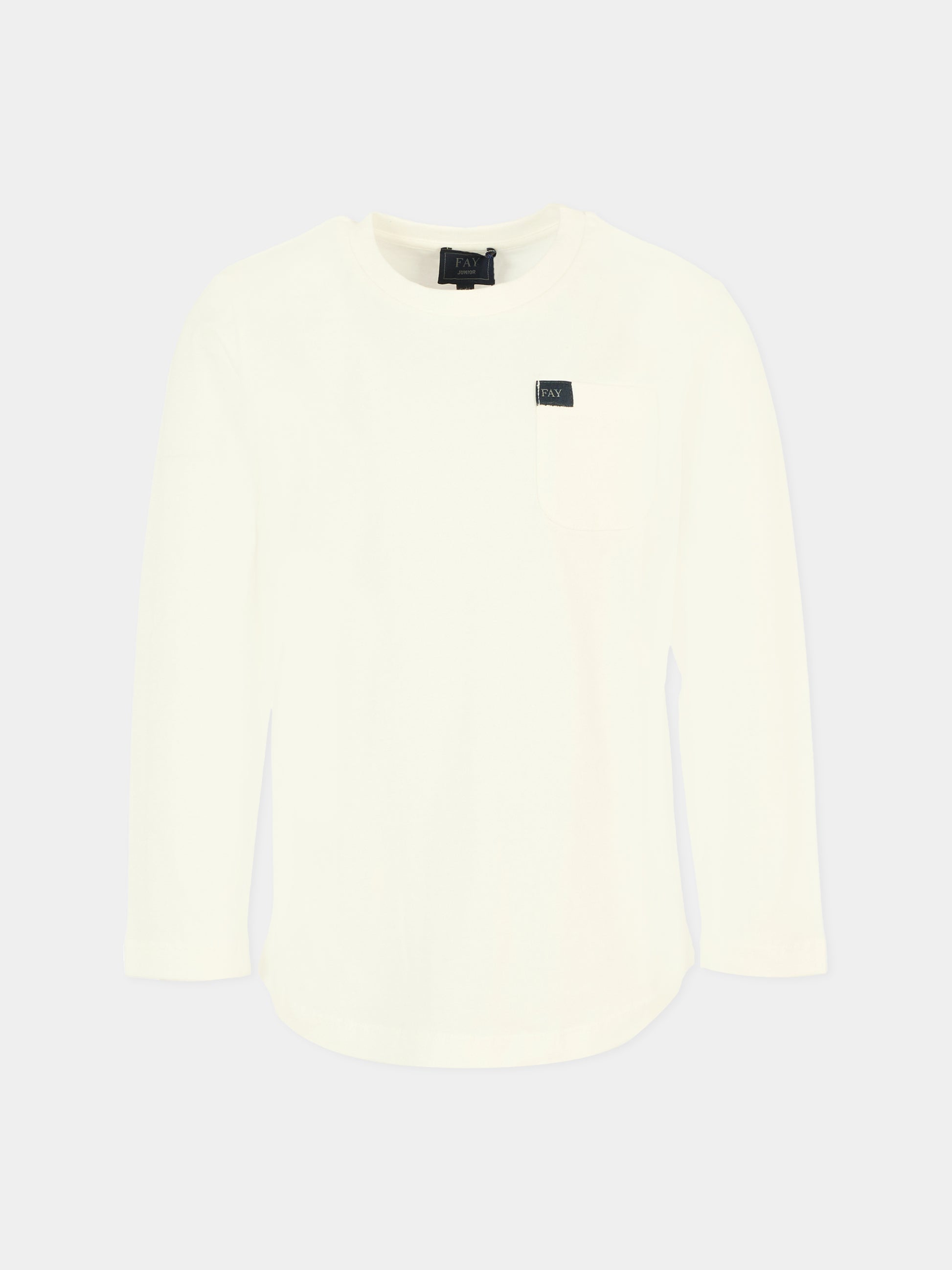 T-shirt avorio per bambino con patch,Fay Kids,FT8P20 Z0761 101