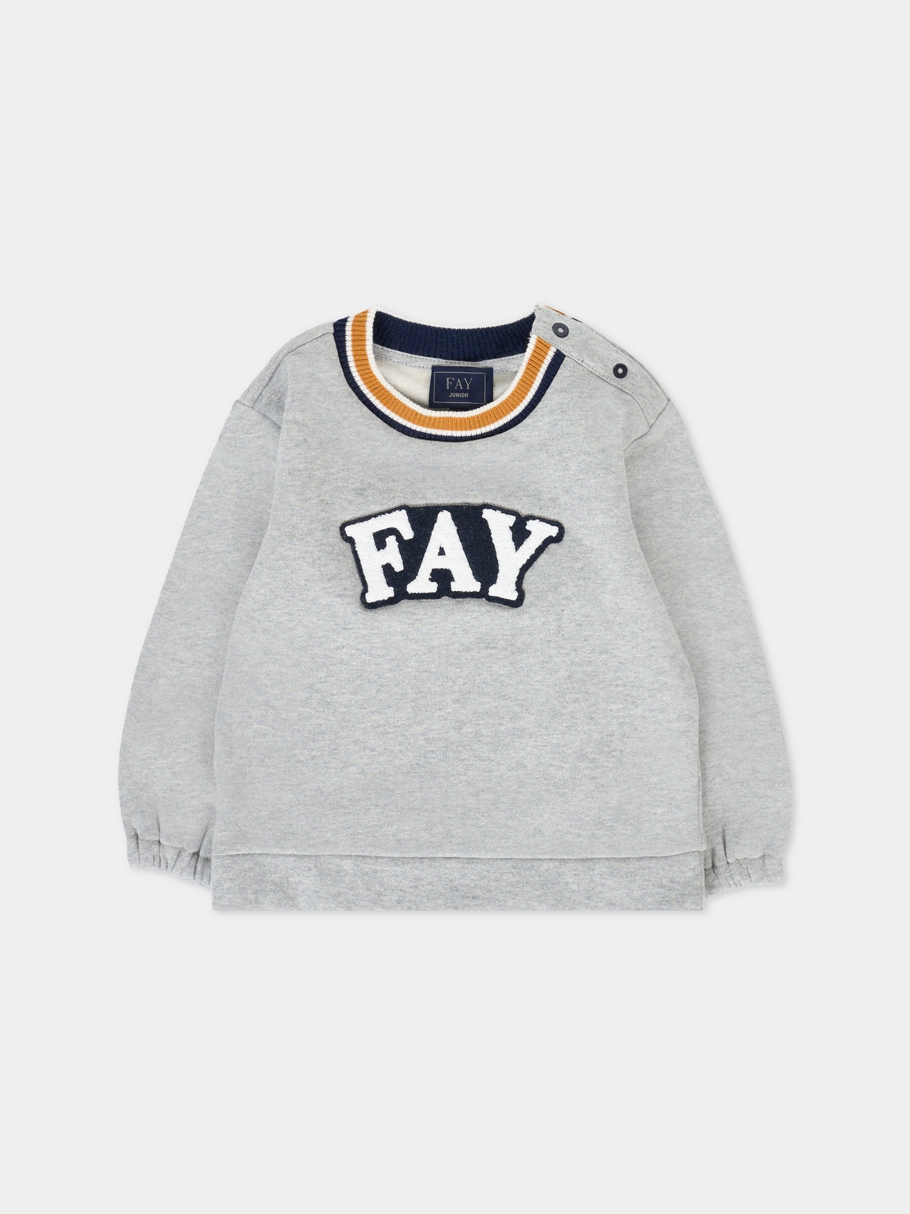 Felpa grigia per neonato con logo,Fay Kids,FT4500 Z0764 805