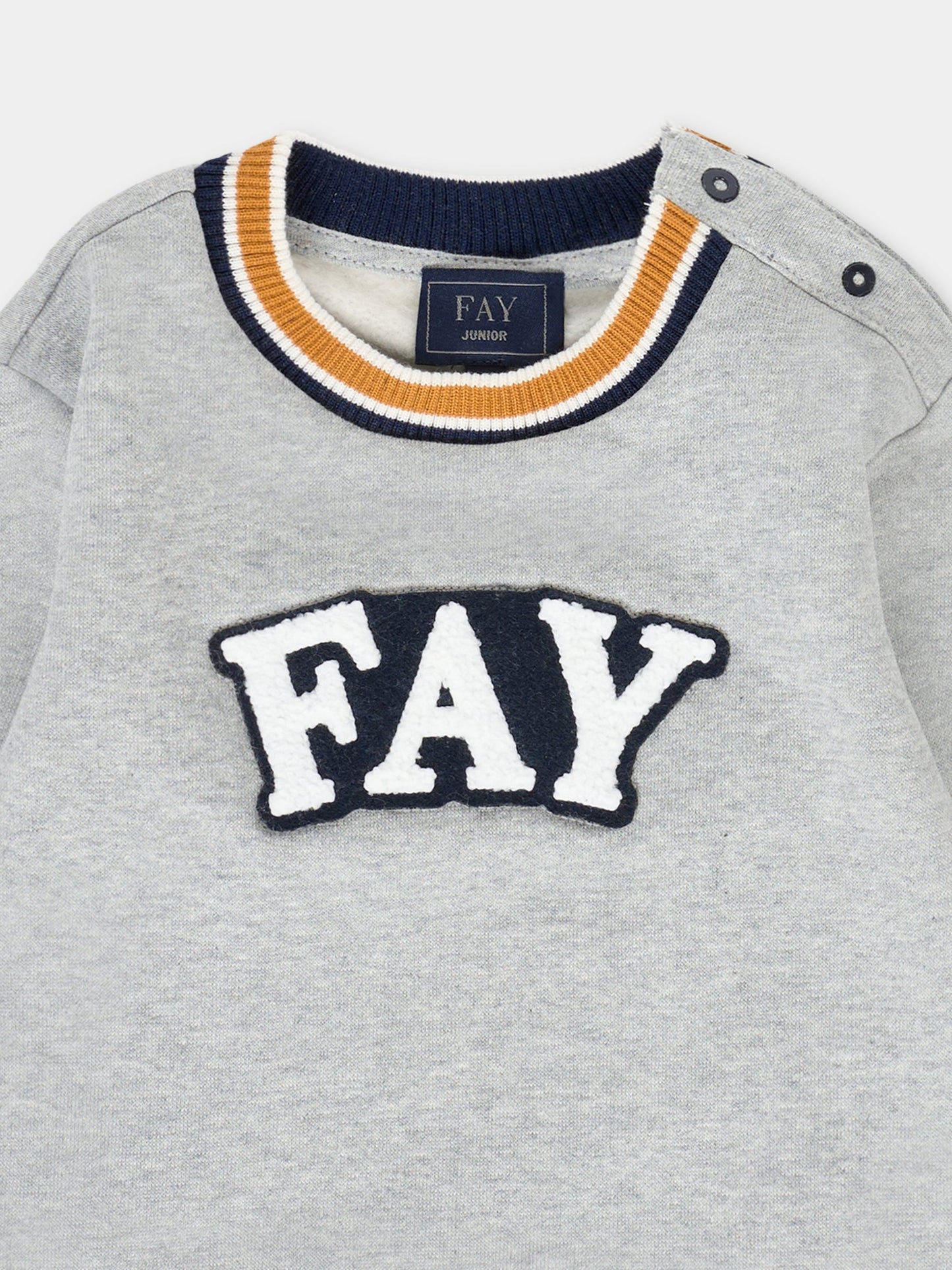 Felpa grigia per neonato con logo,Fay Kids,FT4500 Z0764 805