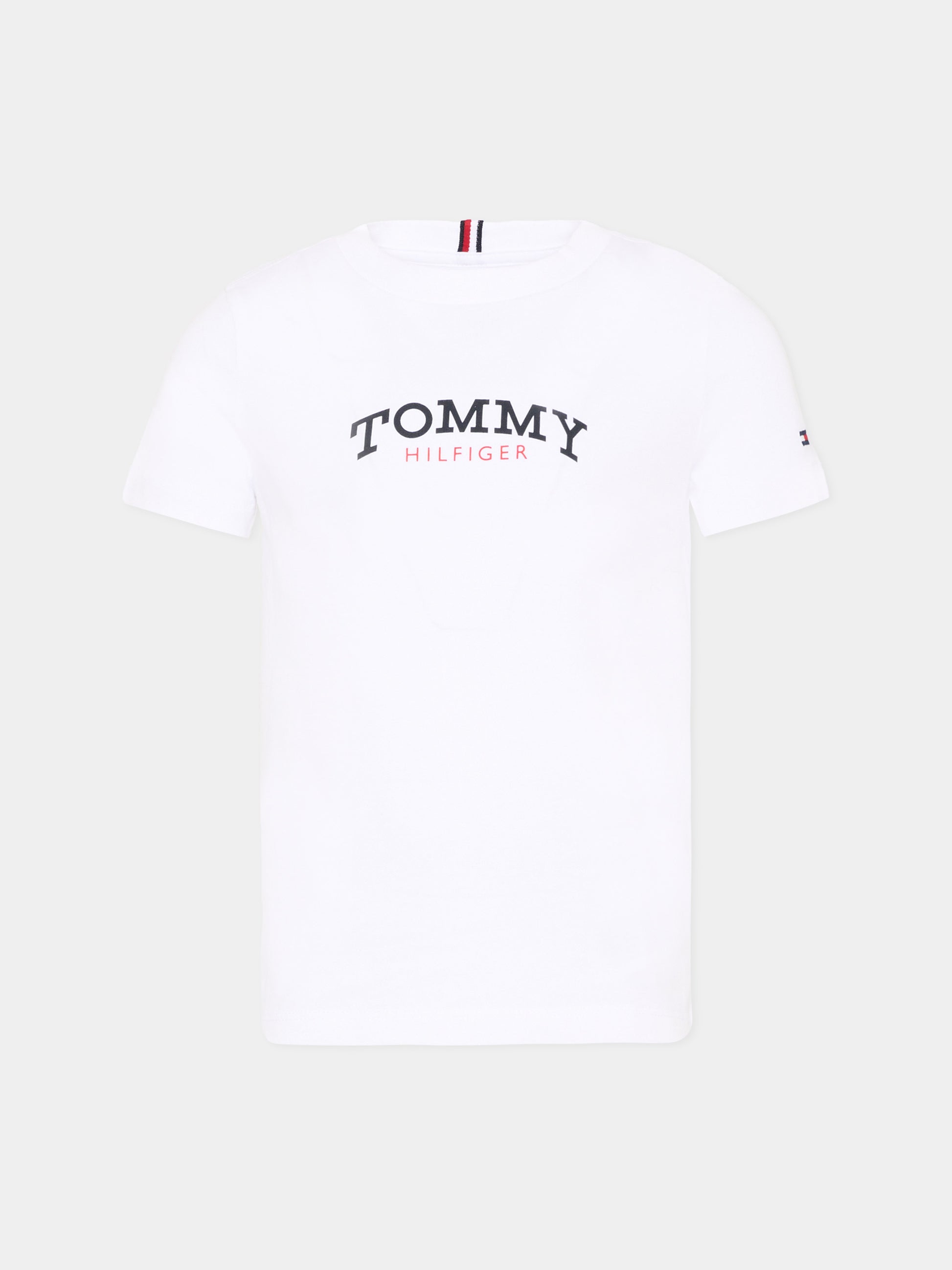 T-shirt bianca per bambini con logo,Tommy Hilfiger Junior,KB0KB10263 YBR
