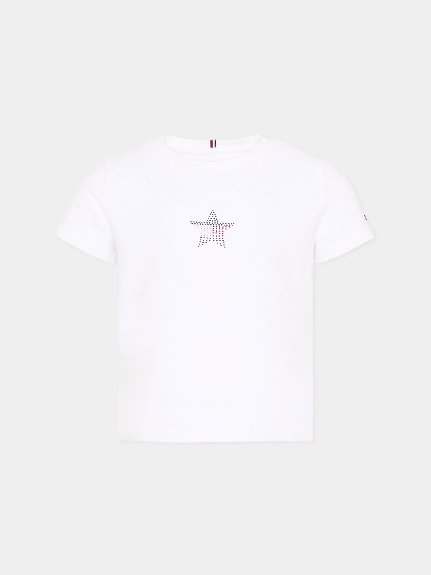 T-shirt bianca per bambina con stella,Tommy Hilfiger Junior,KG0KG09097 YBR