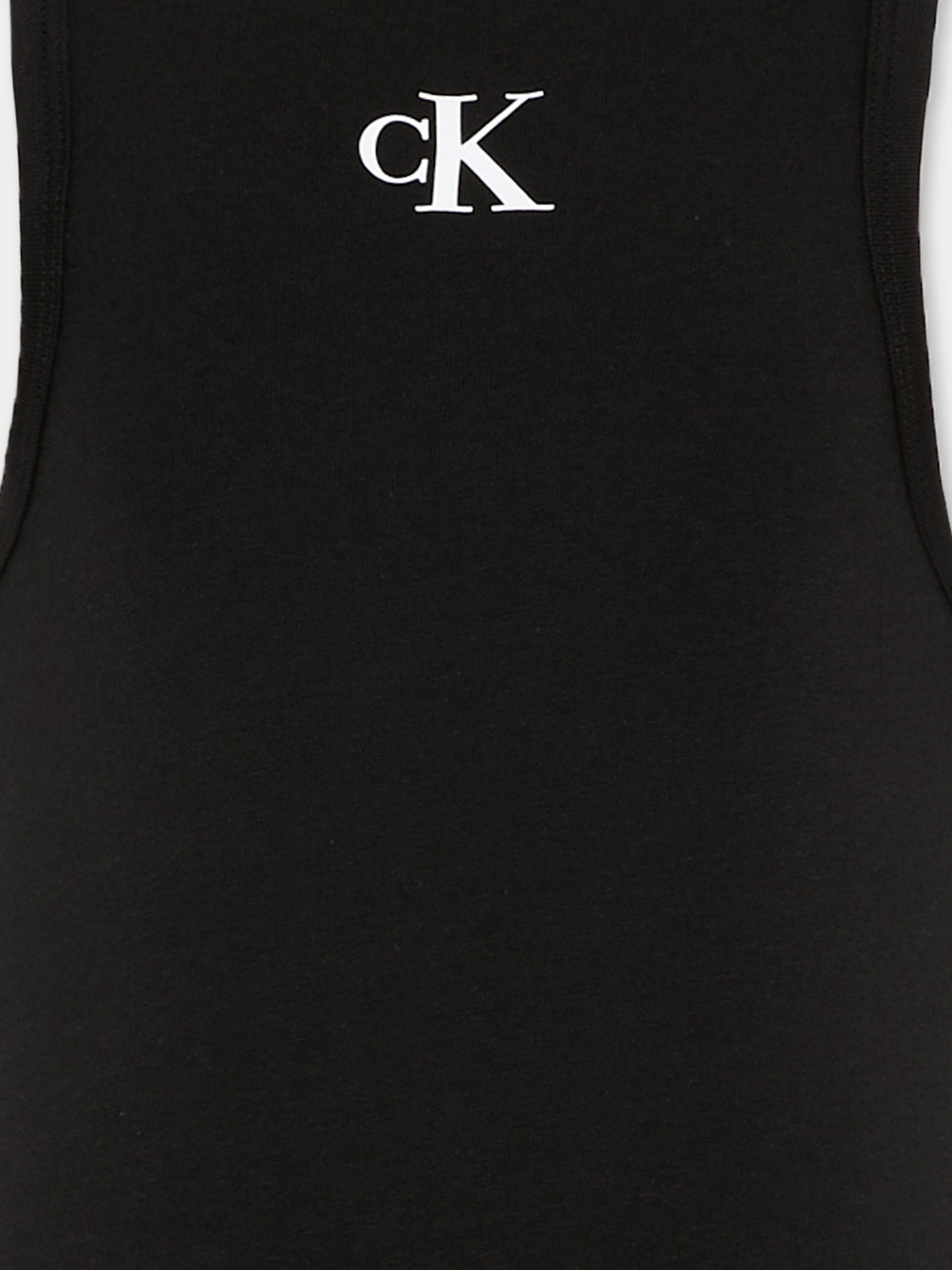 Canotta nera per bambina con logo,Calvin Klein Kids,LVCKSJB10G BEH