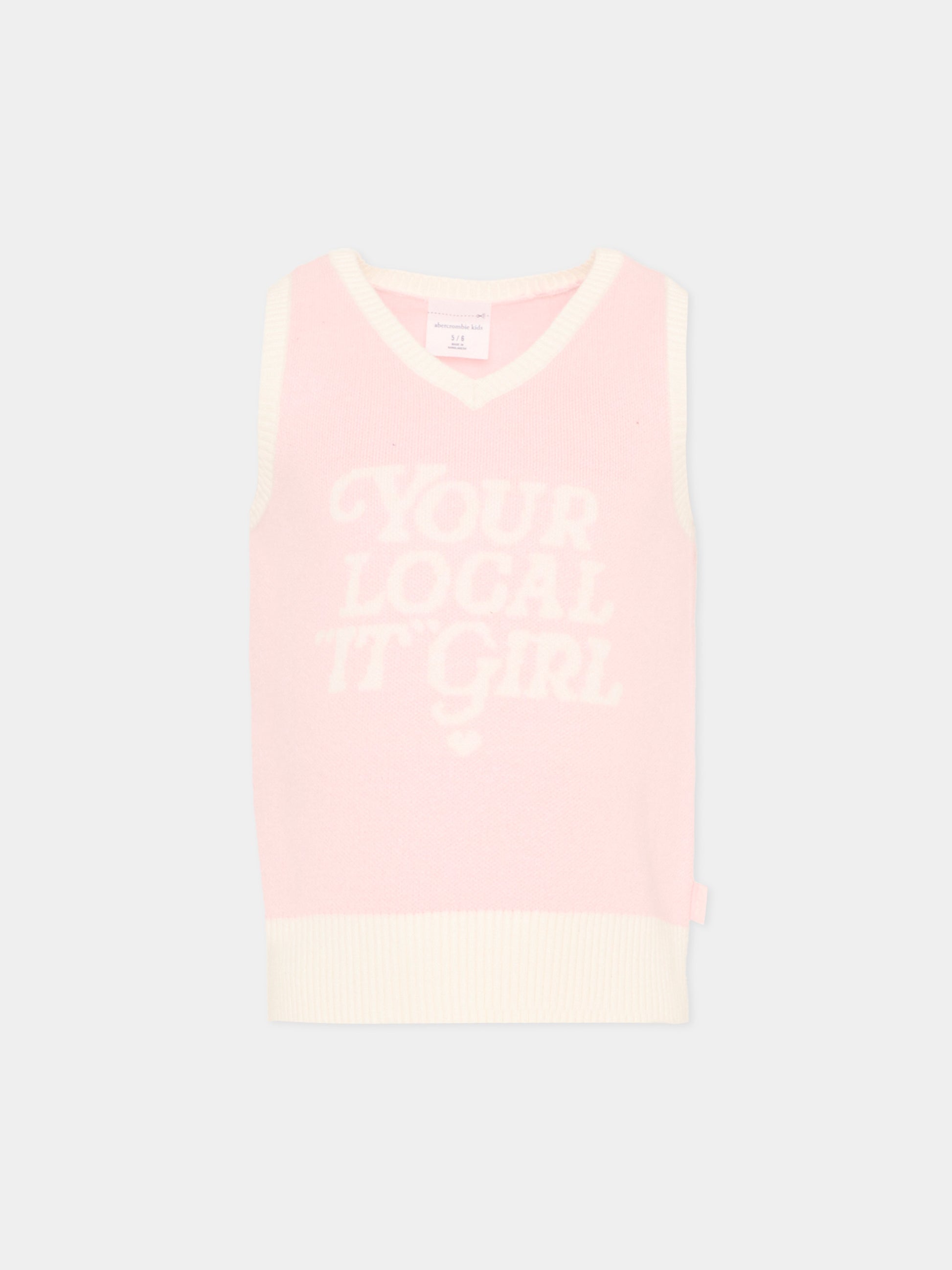 Gilet rosa per bambina con scritta,Abercrombie & Fitch,43AM35 AGX