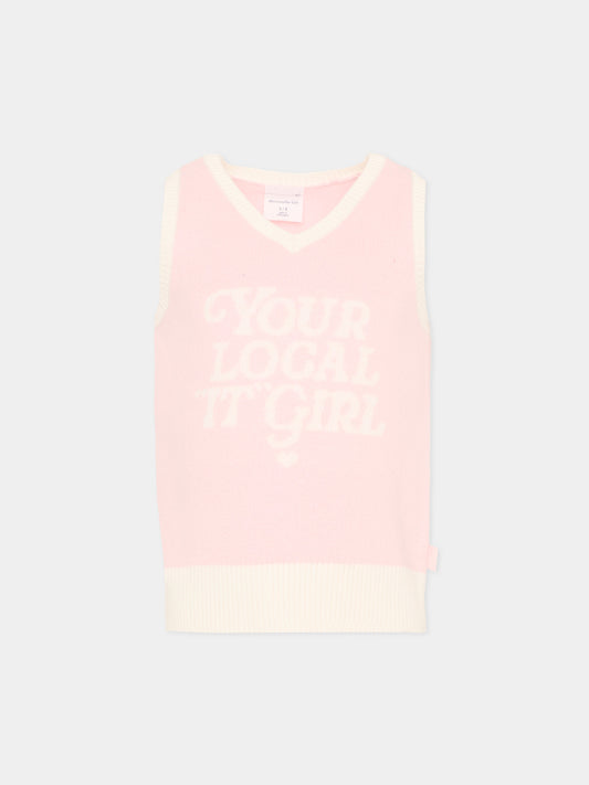 Gilet rosa per bambina con scritta,Abercrombie & Fitch,43AM35 AGX