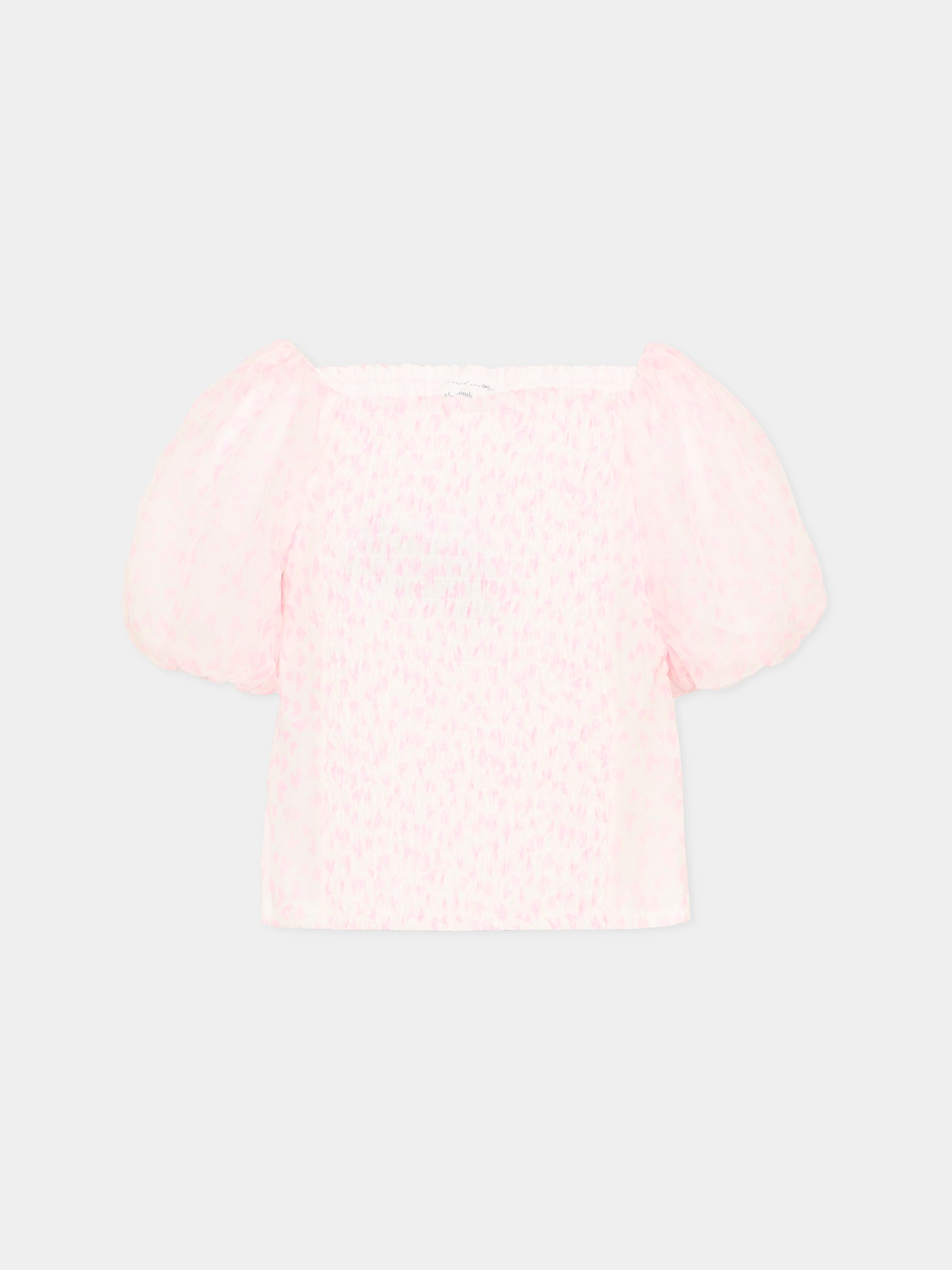 Top rosa per bambina con cuori,Abercrombie & Fitch,43AM53 AMR