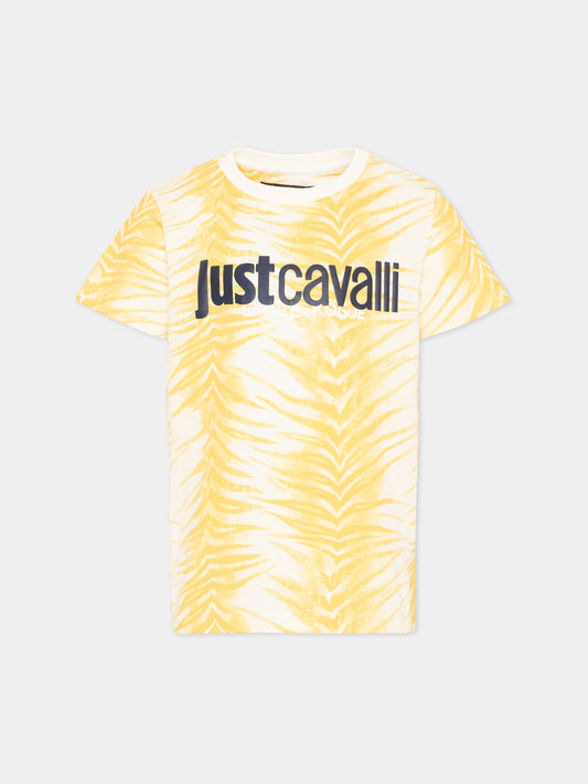 T-shirt gialla zebrata per bambini,Just Cavalli Kids,JBP26134TS ZEBRA YELL