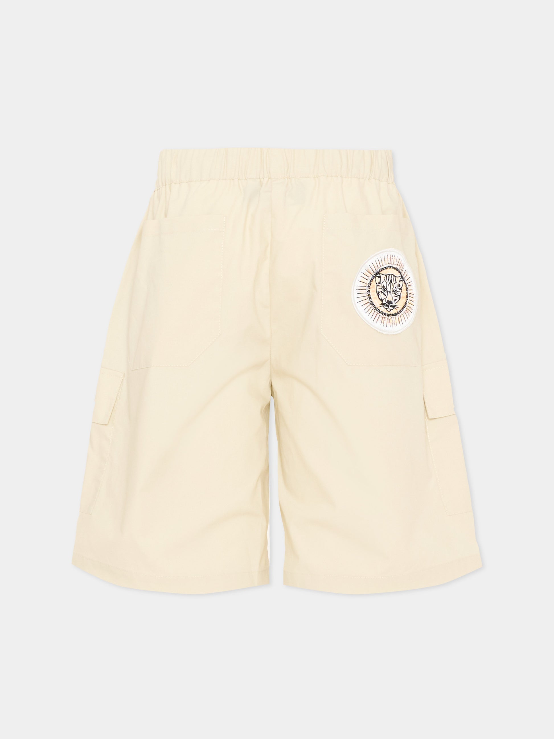 Shorts cargo beige per bambino con patch logo,Just Cavalli Kids,JBP26137BE BEIGE CASTLE WALL