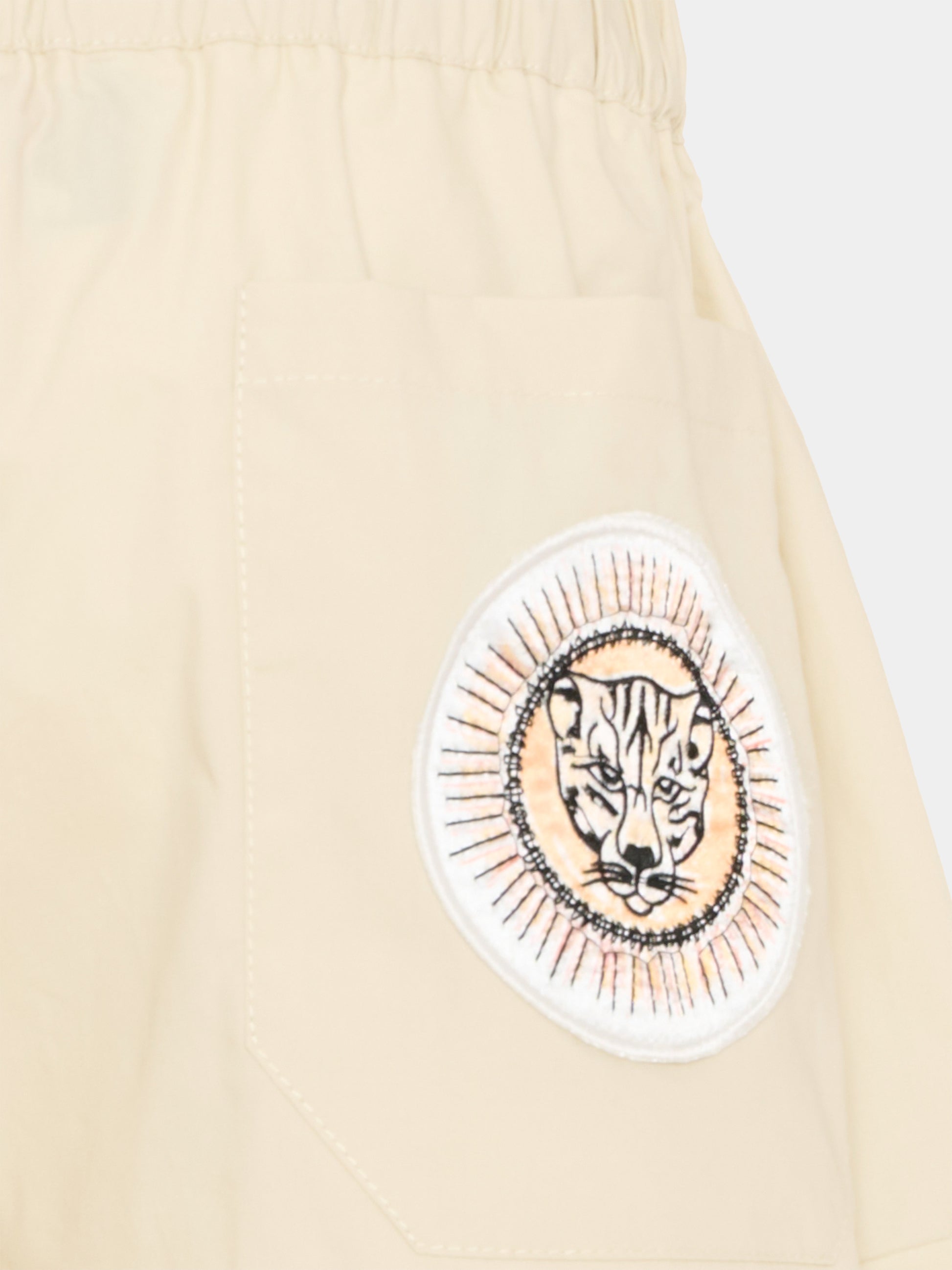 Shorts cargo beige per bambino con patch logo,Just Cavalli Kids,JBP26137BE BEIGE CASTLE WALL