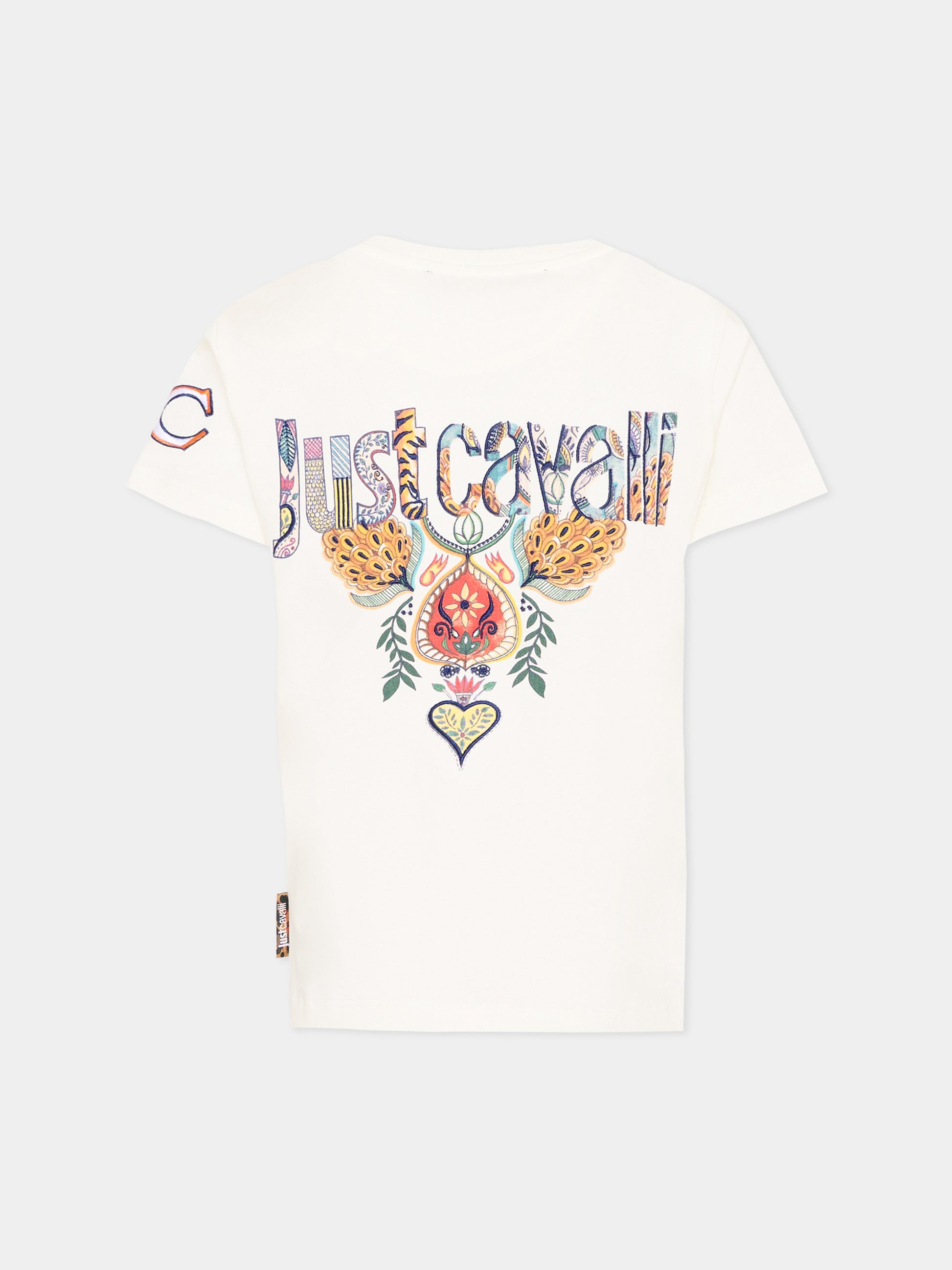 T-Shirt avorio per bambino con logo,Just Cavalli Kids,JBP26076TS PRISTINE