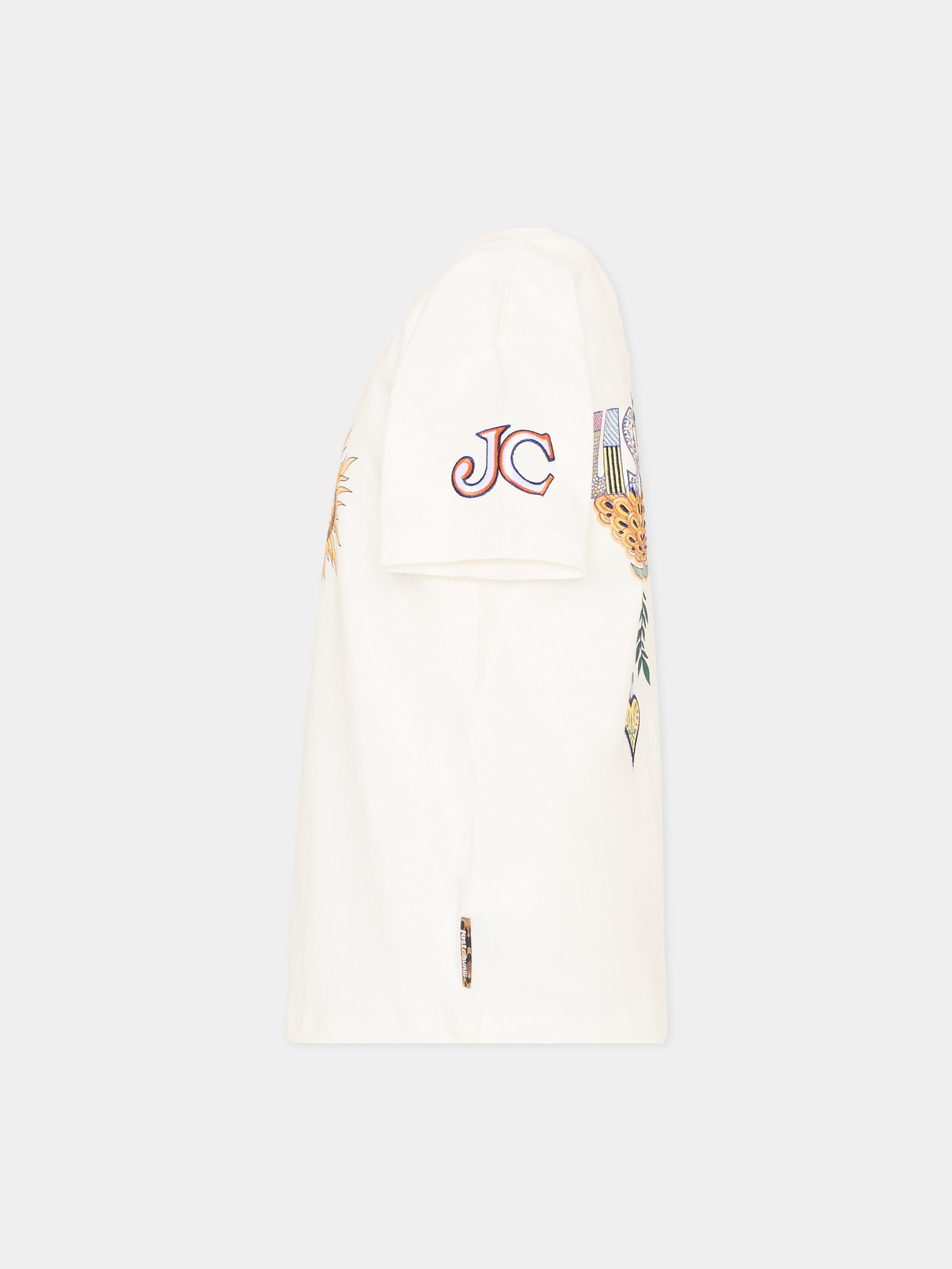 T-Shirt avorio per bambino con logo,Just Cavalli Kids,JBP26076TS PRISTINE