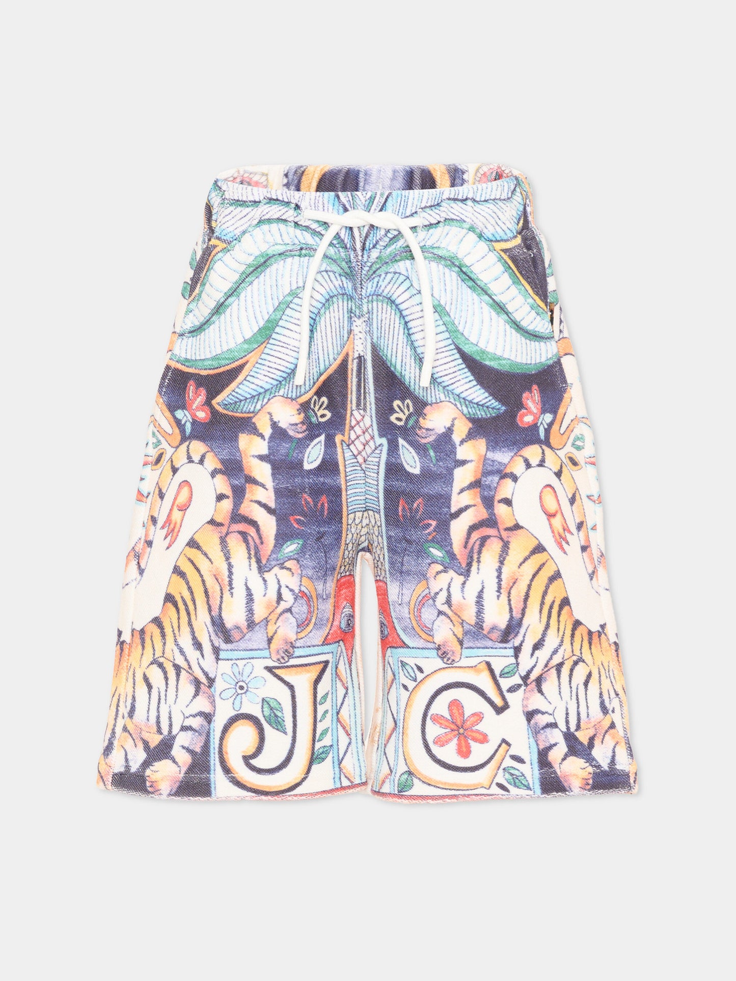 Shorts multicolor per bambino con stampa giungla,Just Cavalli Kids,JBP26082BE INDIA DIGITAL