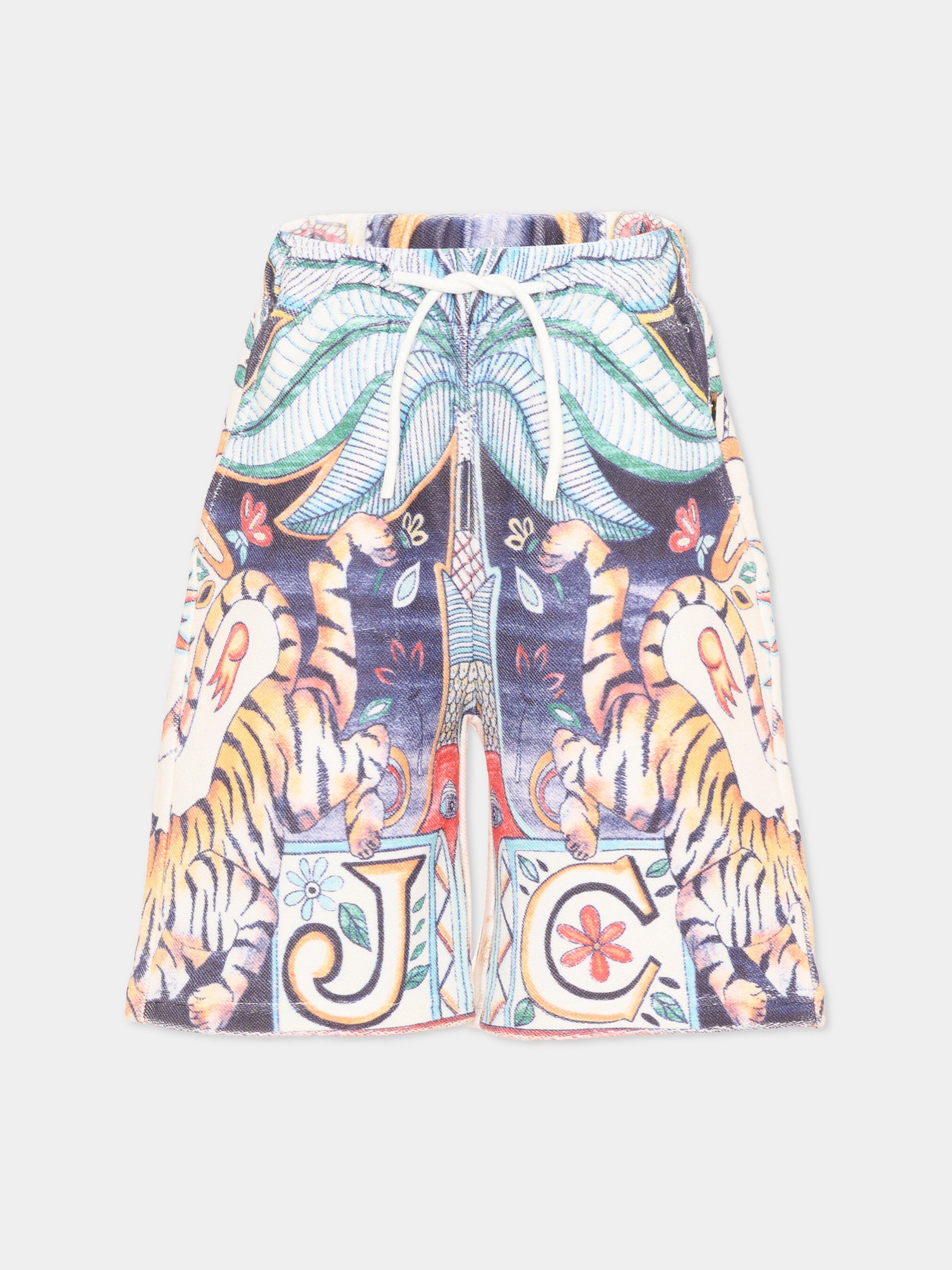 Shorts multicolor per bambino con stampa giungla,Just Cavalli Kids,JBP26082BE INDIA DIGITAL