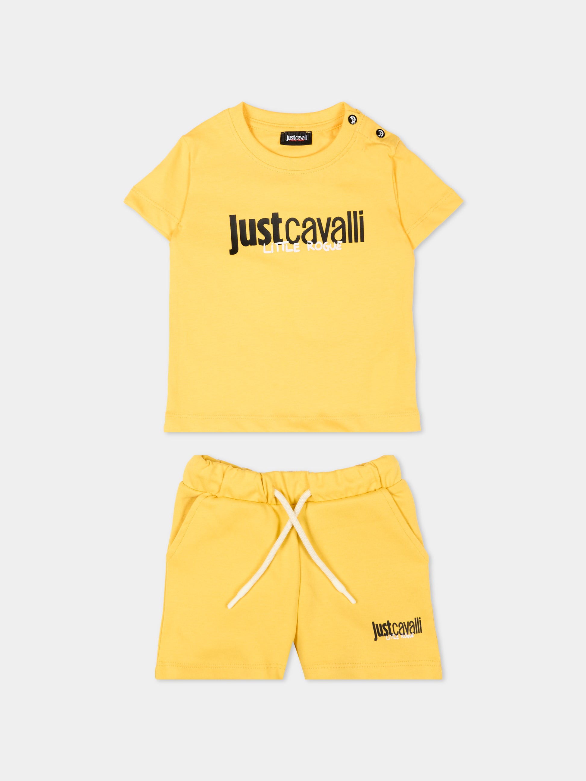 Completo sportivo giallo per neonato con logo,Just Cavalli Kids,JIP26090CJ YELLOW DAFFODIL