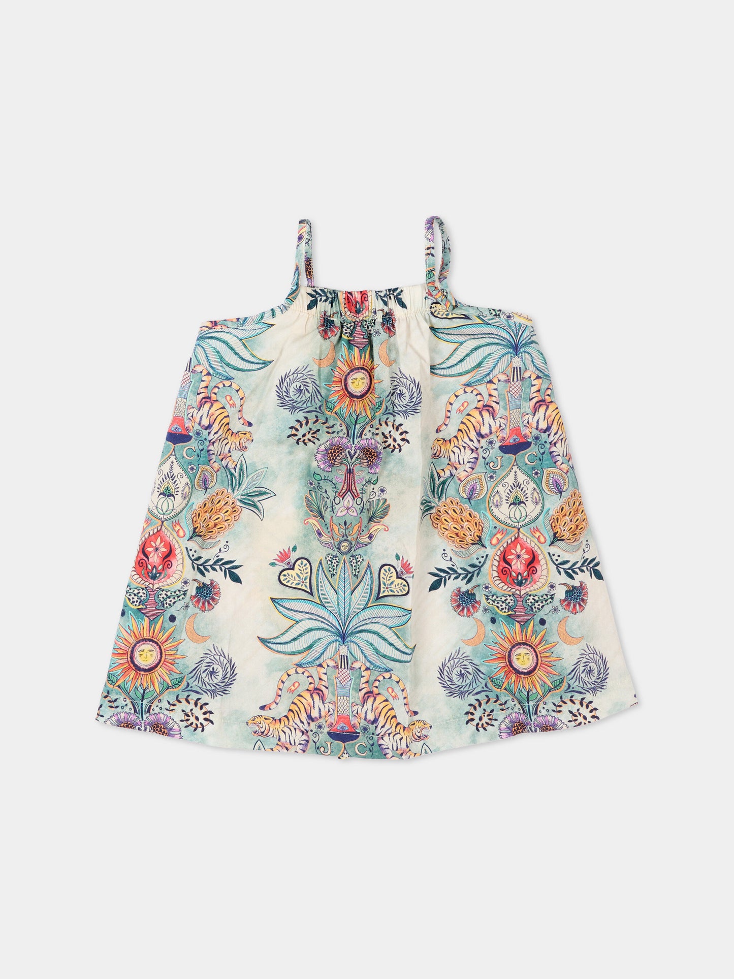 Vestito multicolor per neonata con stampa Tropical Garden,Just Cavalli Kids,JIP26112VE TROPICAL GARDEN