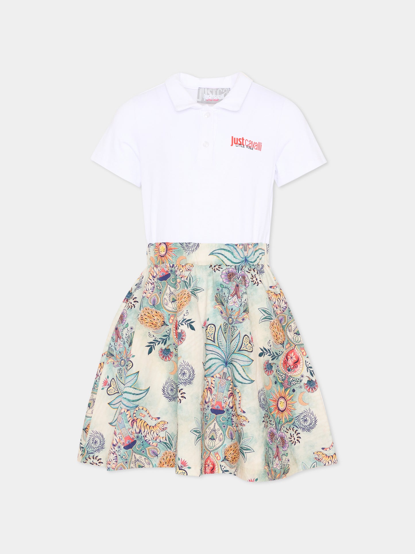 Vestito multicolor per bambina con stampa floreale,Just Cavalli Kids,JIP26109VE PRISTINE