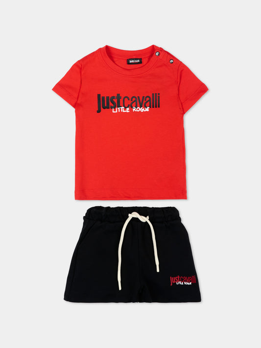 Completo sportivo rosso per neonati con logo,Just Cavalli Kids,JIP26090CJ RED FLAME SCARLAT