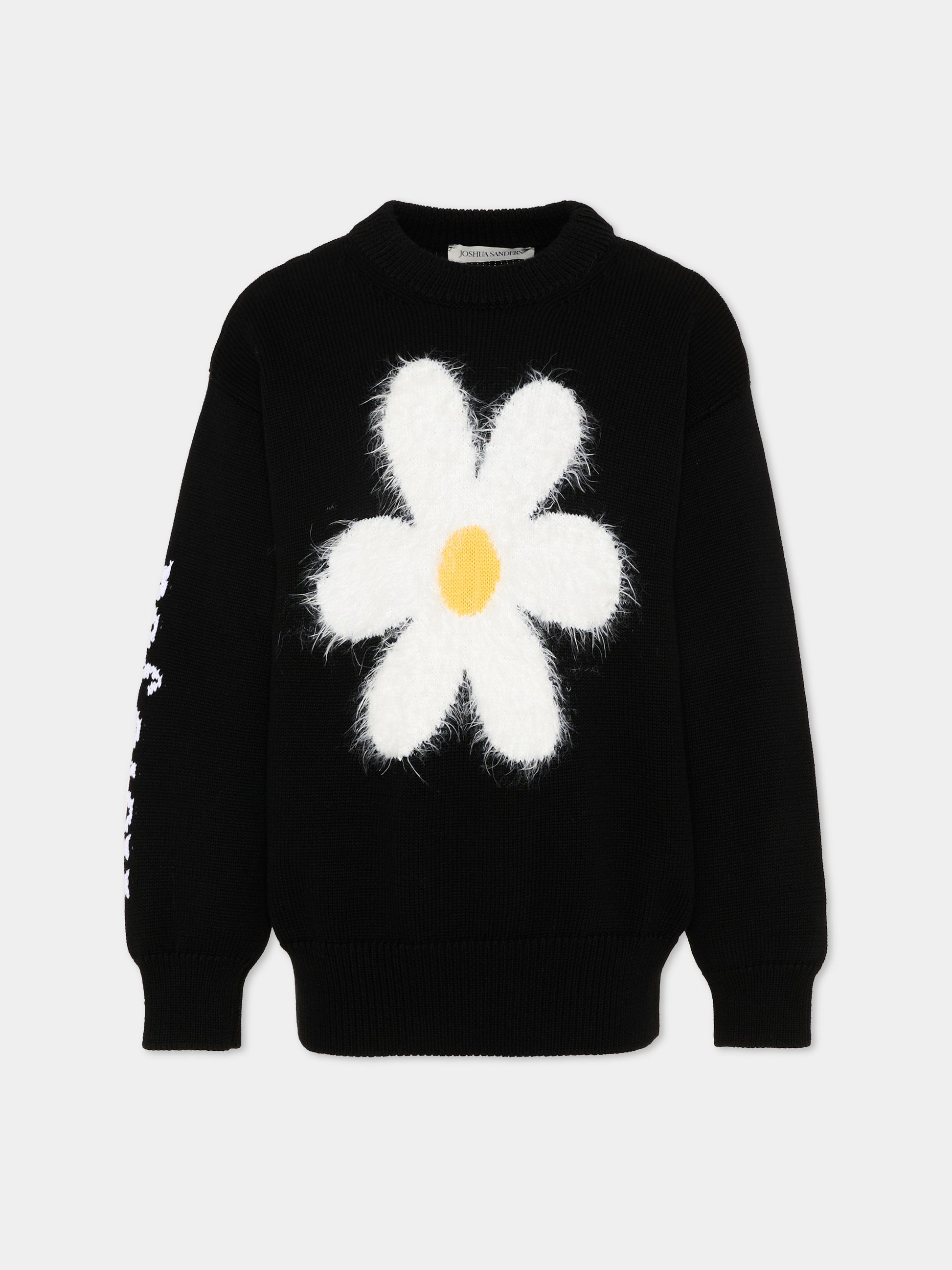 Maglione nero con margherita per bambina,Joshua Sanders Kidz,K36A2SW06BK