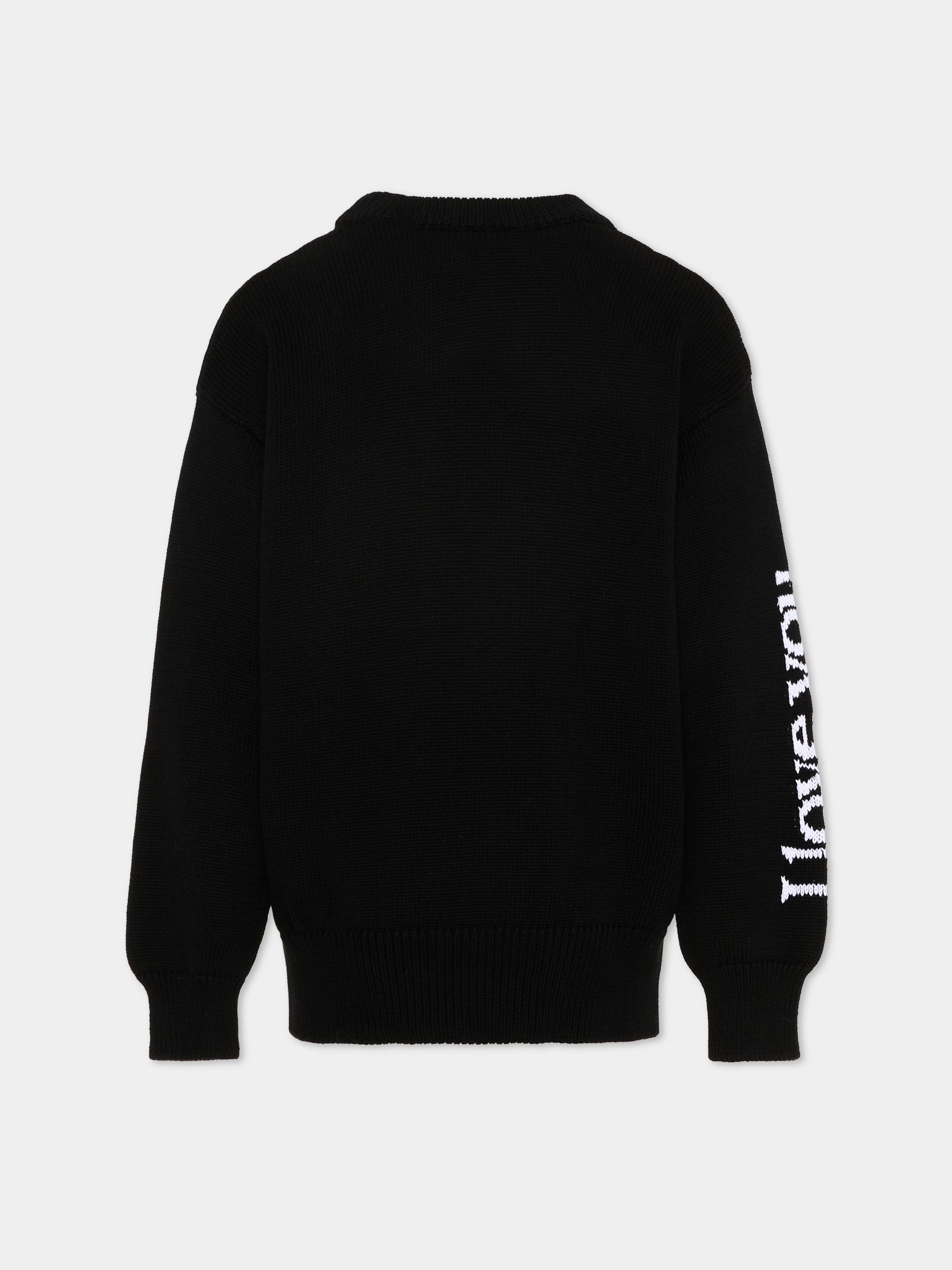 Maglione nero con margherita per bambina,Joshua Sanders Kidz,K36A2SW06BK