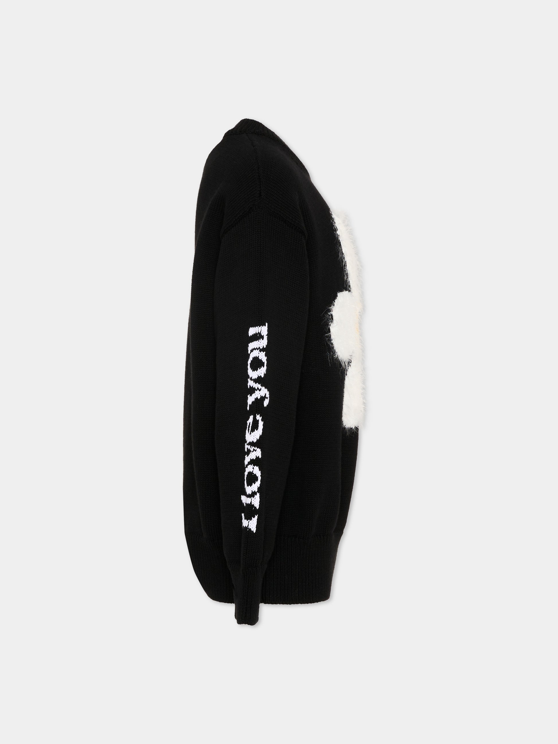 Maglione nero con margherita per bambina,Joshua Sanders Kidz,K36A2SW06BK