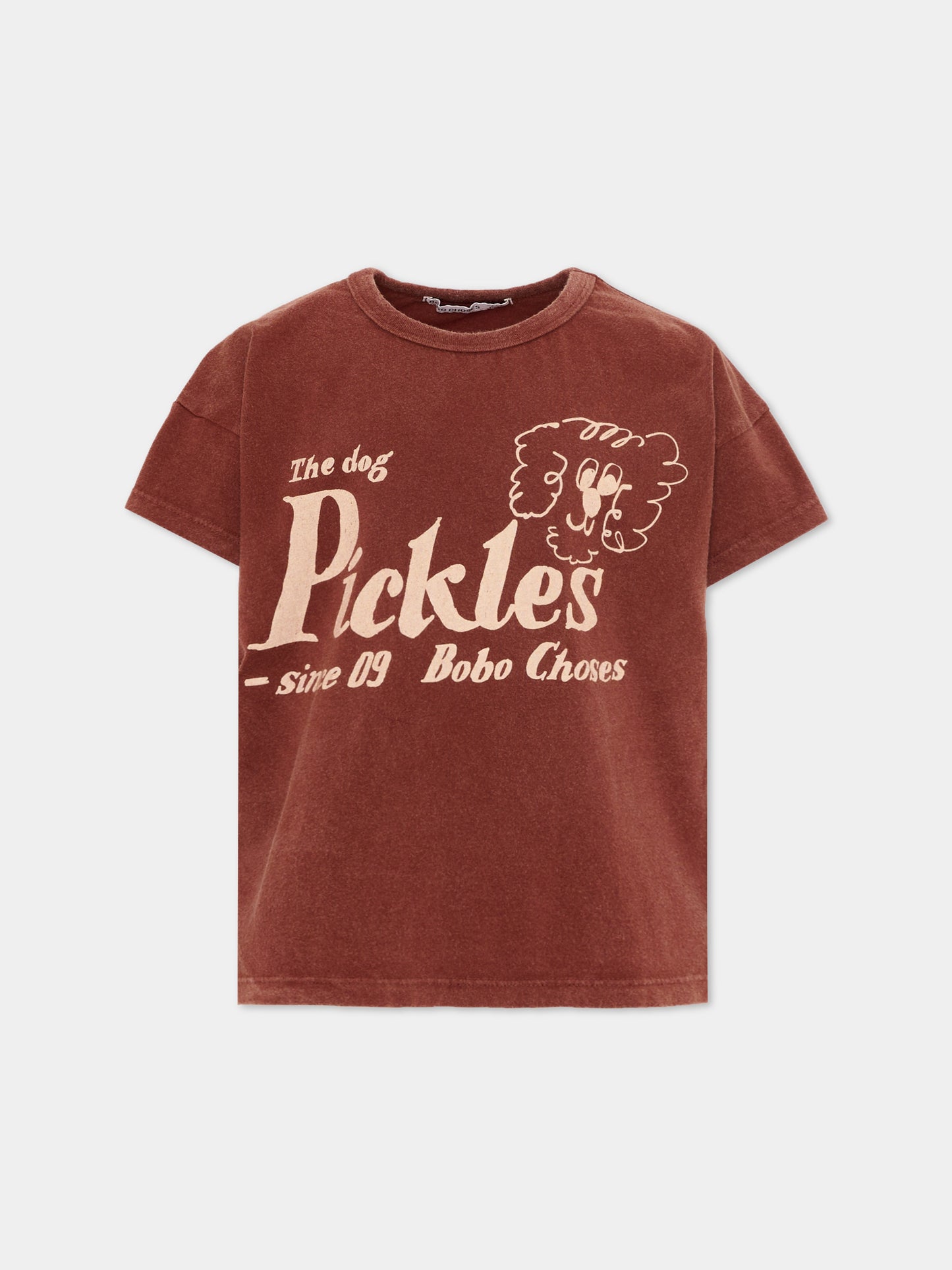 T-shirt marrone per bambina con logo,Bobo Choses,B126AC005