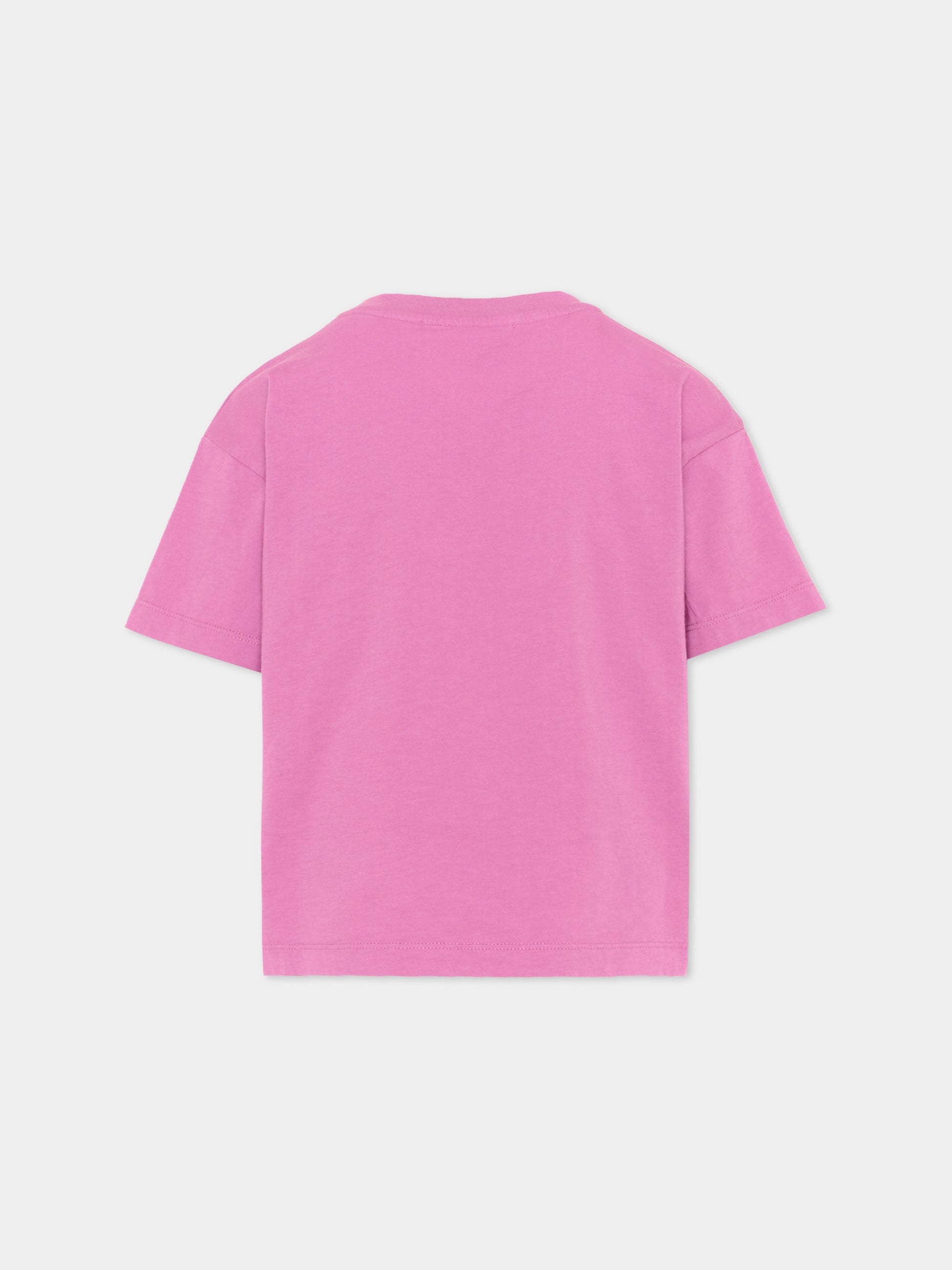 T-shirt viola per bambina con logo floreale,Bobo Choses,B126AC007