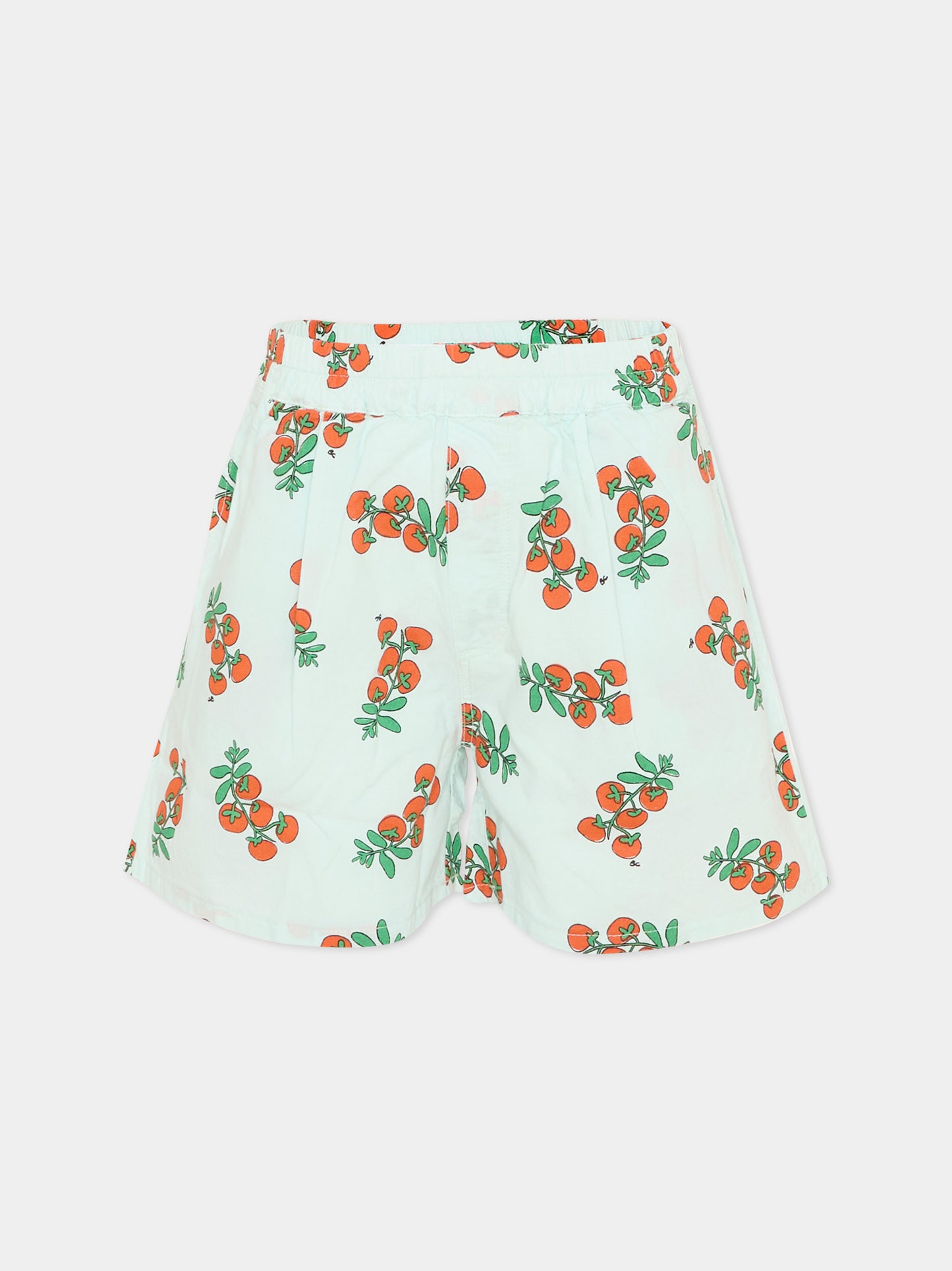 Shorts azzurro per bambina con stampa pomodori,Bobo Choses,B126AC067