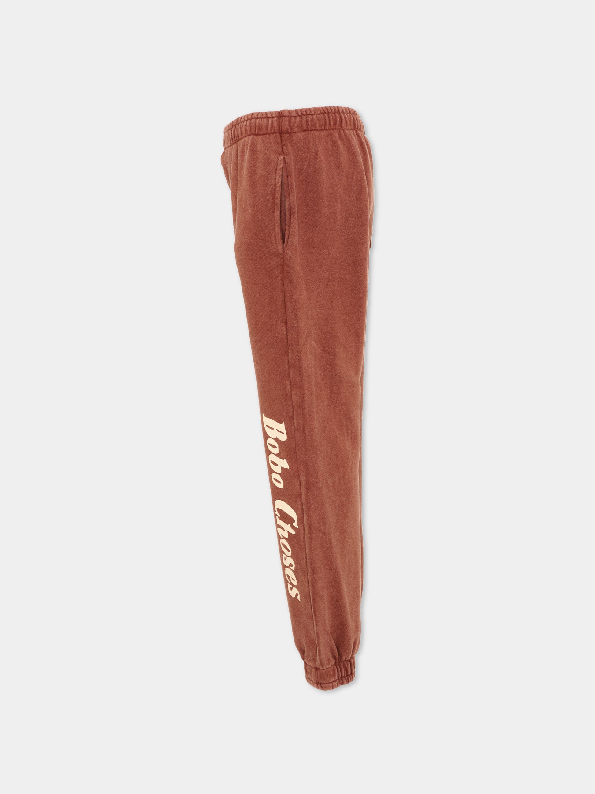 Pantaloni sportivi marroni per bambina con logo,Bobo Choses,B126AC084