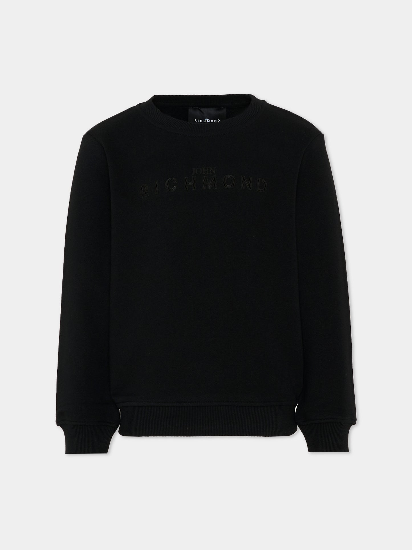 Felpa nera per bambini con logo,Richmond,RBP26013FE BLACK