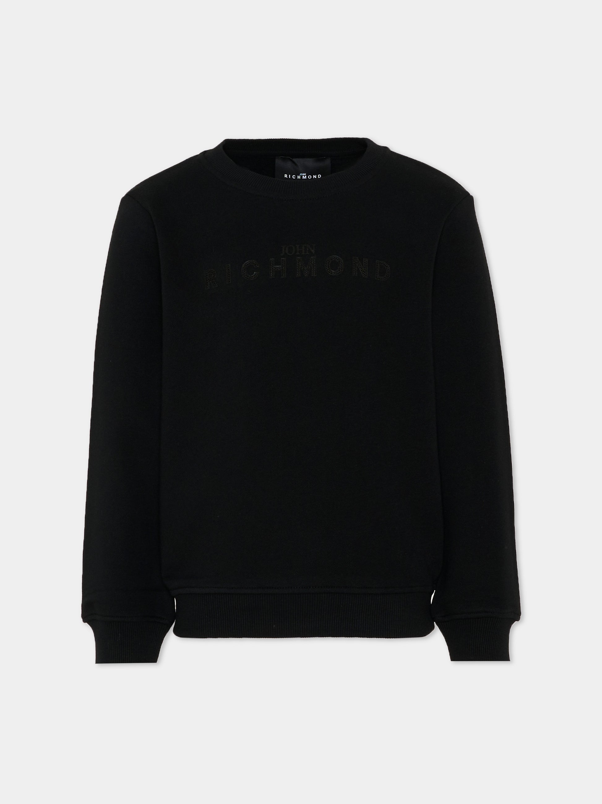 Felpa nera per bambini con logo,Richmond,RBP26013FE BLACK
