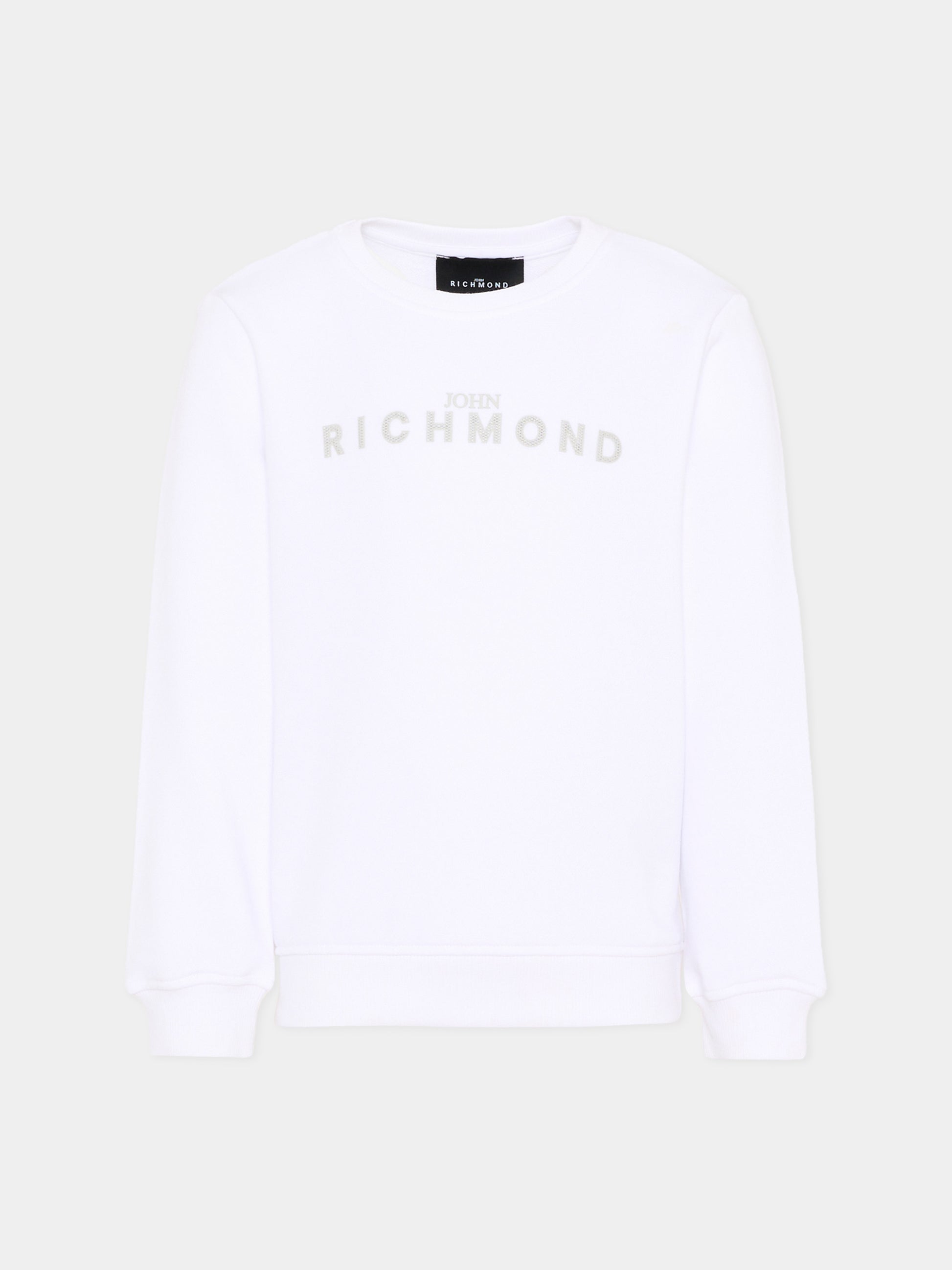 Felpa bianca per bambini con logo,Richmond,RBP26013FE WHITE