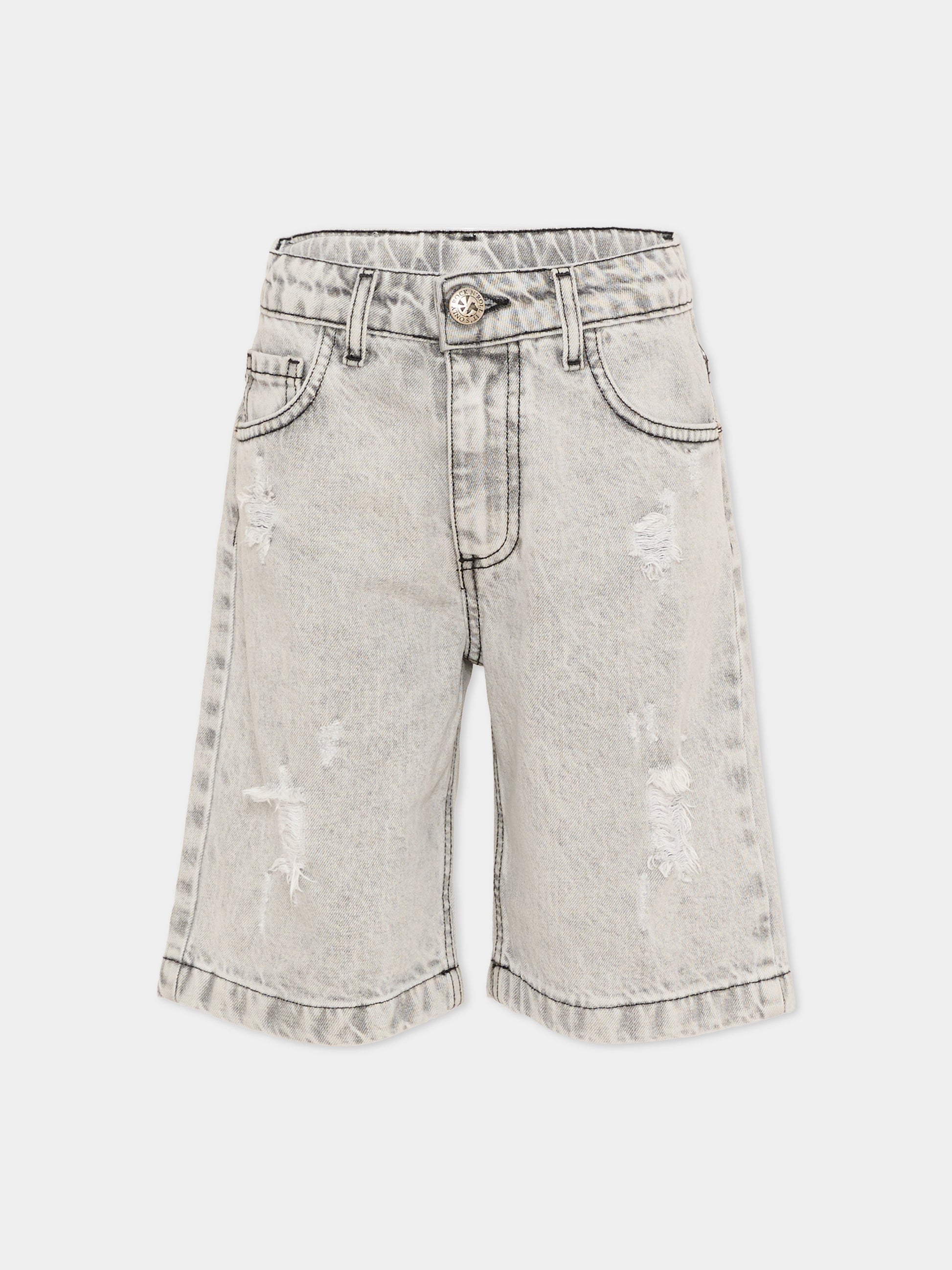 Shorts denim per bambino grigio,Richmond,RBP26093BE DENIM GREY LIGHT