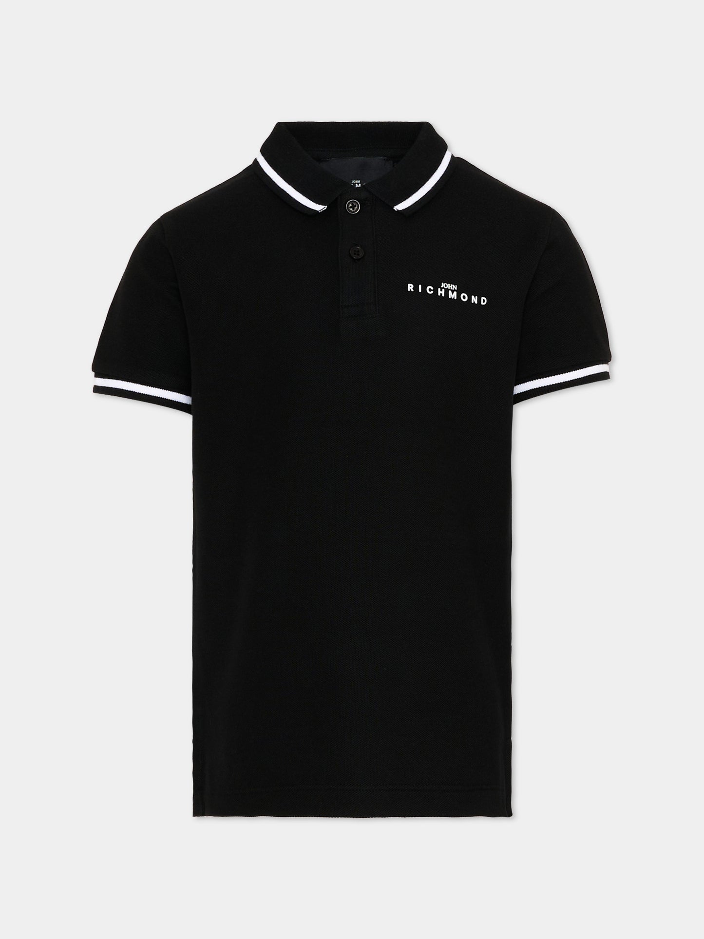 Polo nera per bambino con logo,Richmond,RBP26022PO BLACK