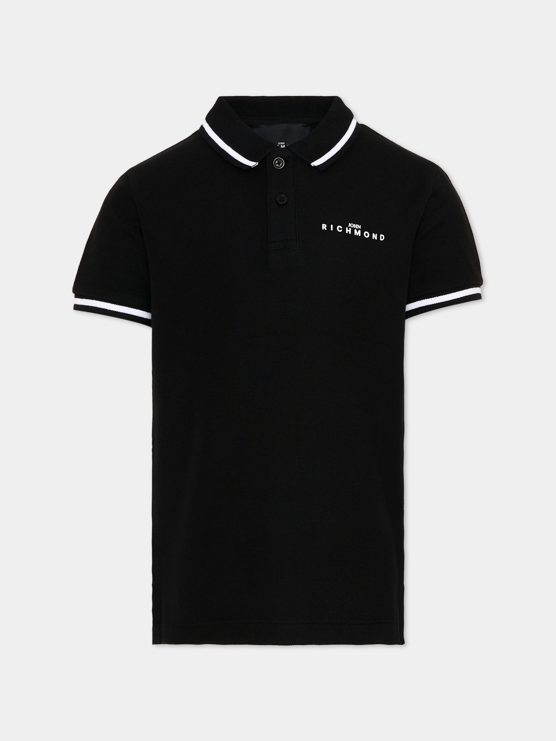 Polo nera per bambino con logo,Richmond,RBP26022PO BLACK