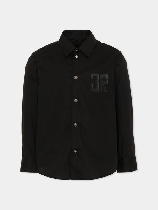 Camicia nera per bambino con logo,Richmond,RBP26029CA BLACK