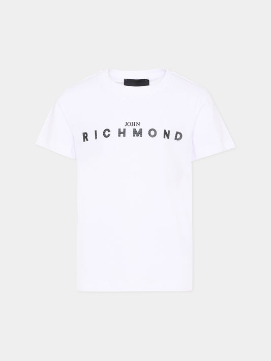 T-Shirt bianca per bambini con logo,Richmond,RBP26008TS WHITE