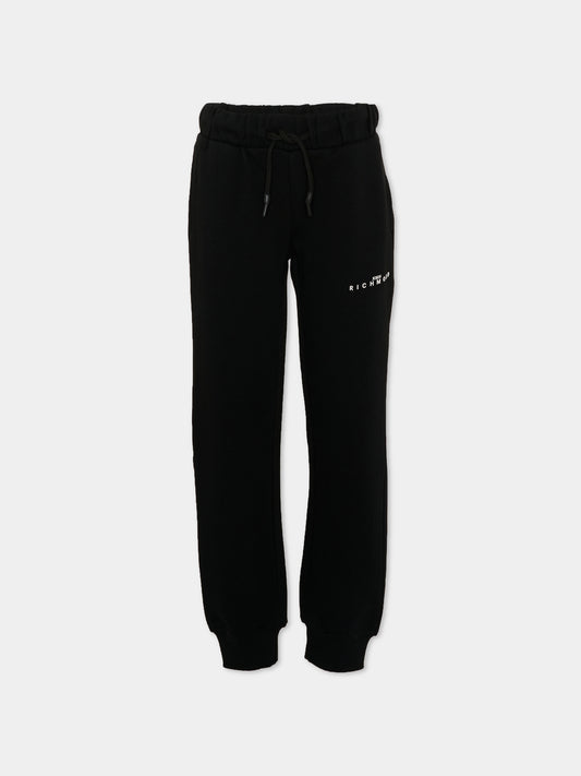 Pantaloni sportivi neri per bambini con logo,Richmond,RBP26015PA BLACK