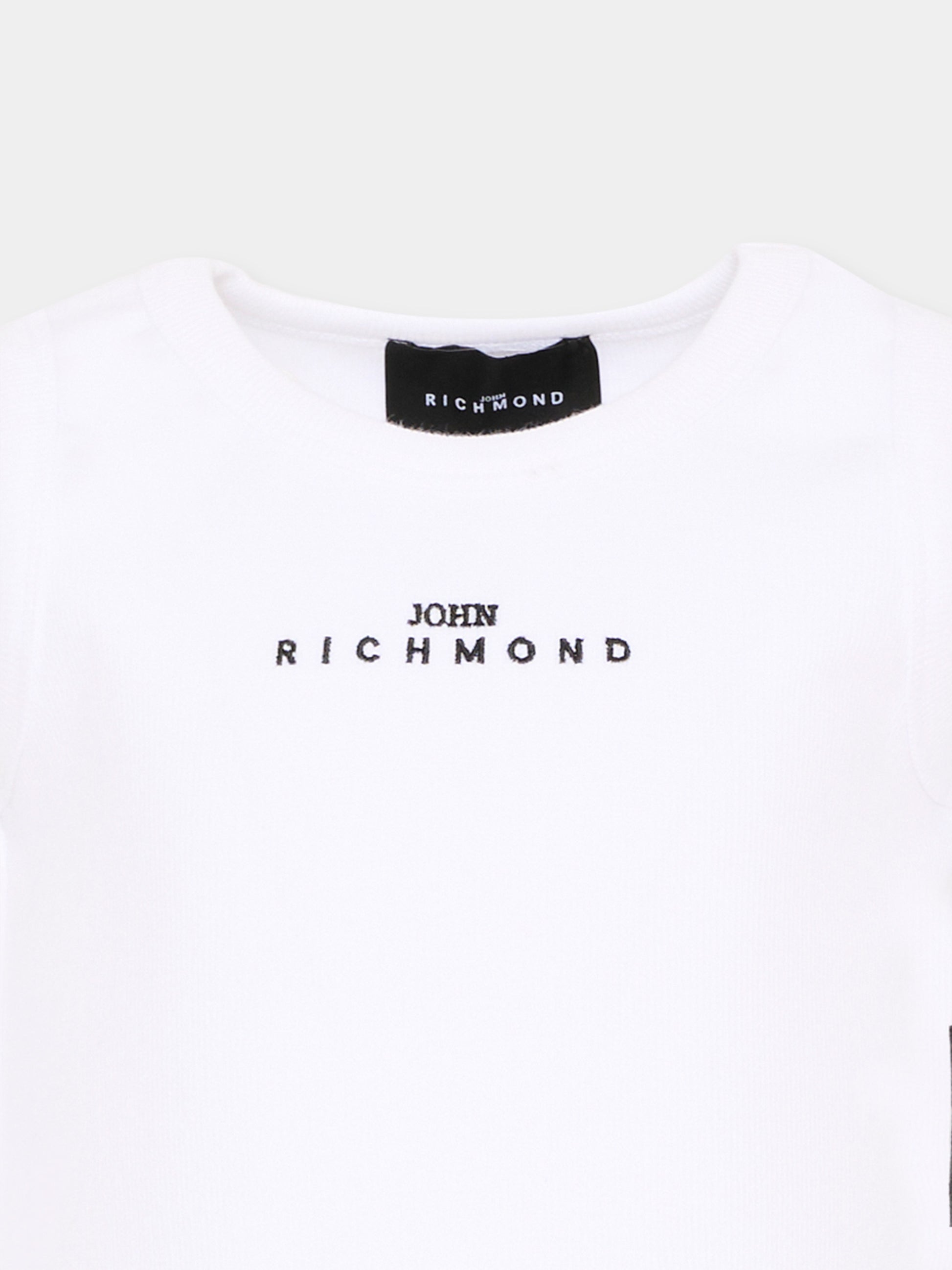 Top bianco per bambina con logo,Richmond,RGP26172CN WHITE
