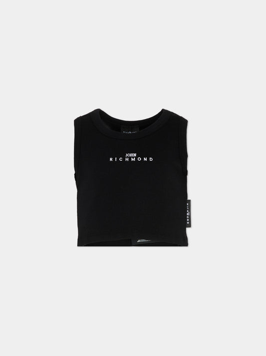 Top nero per bambina con logo,Richmond,RGP26172CN BLACK