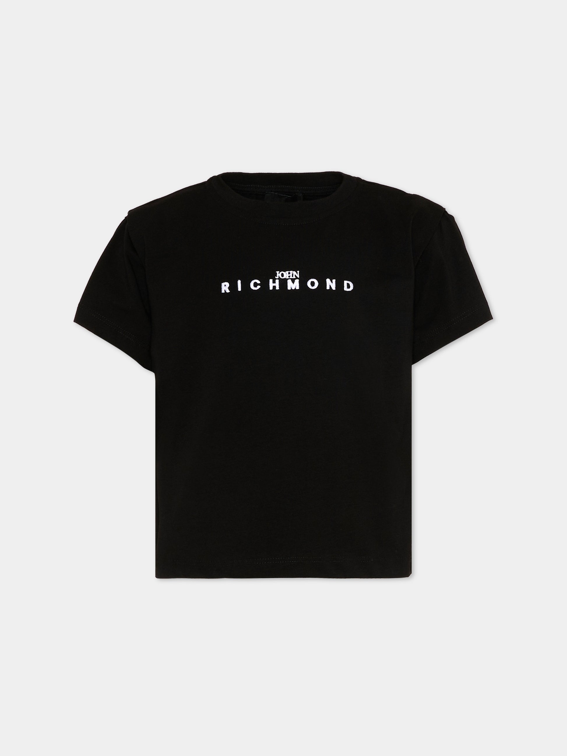 T-Shirt nera per bambina con logo,Richmond,RGP26112TS BLACK