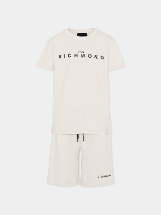 Completo sportivo grigio per bambino con logo,Richmond,RBP26018CJ BLUE VAPOR