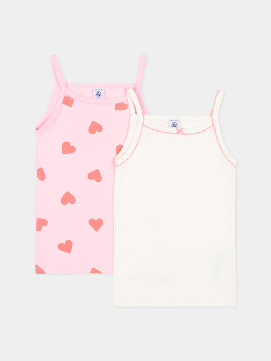 Set canottiere multicolor per bambina a cuori,Petit Bateau,A0FGO VARIANTE 1 00