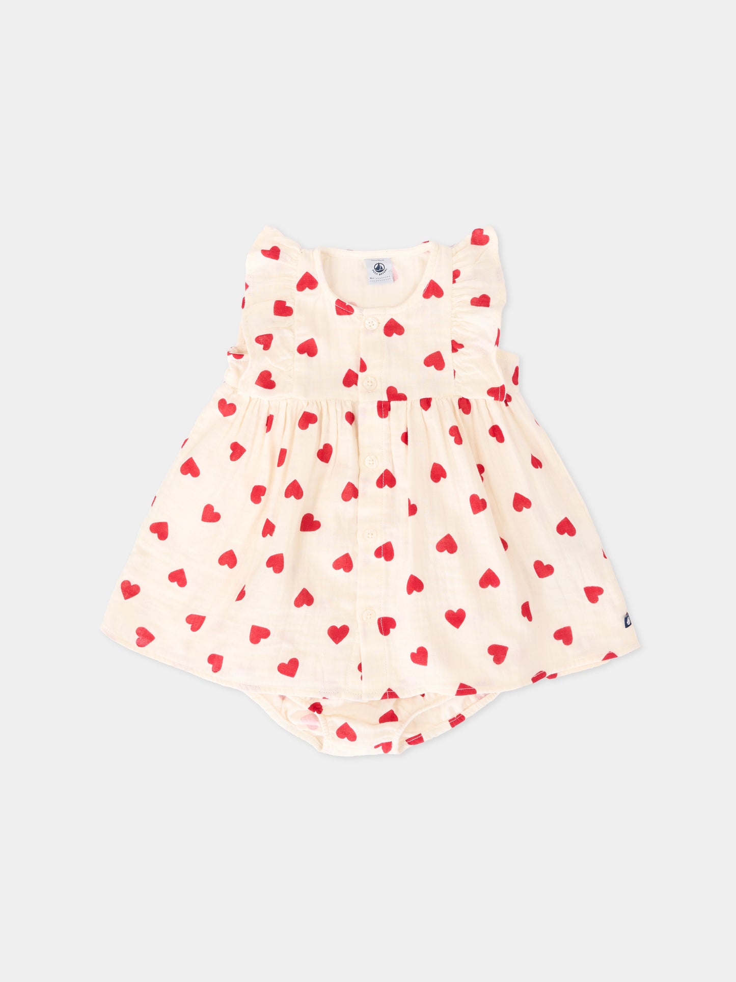 Vestito rosa per neonata con cuori,Petit Bateau,A0F18 MILK/TERKUIT 03