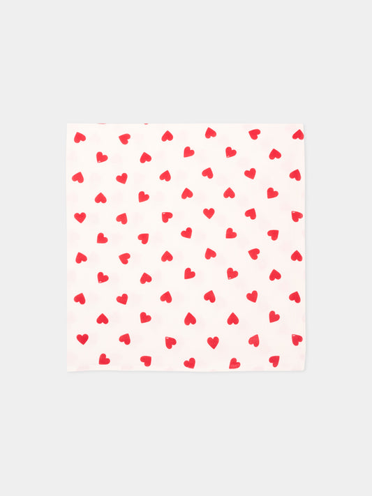 Coperta avorio per neonata con cuori,Petit Bateau,A0EZH MARSHMALLOW/TERKUIT 01