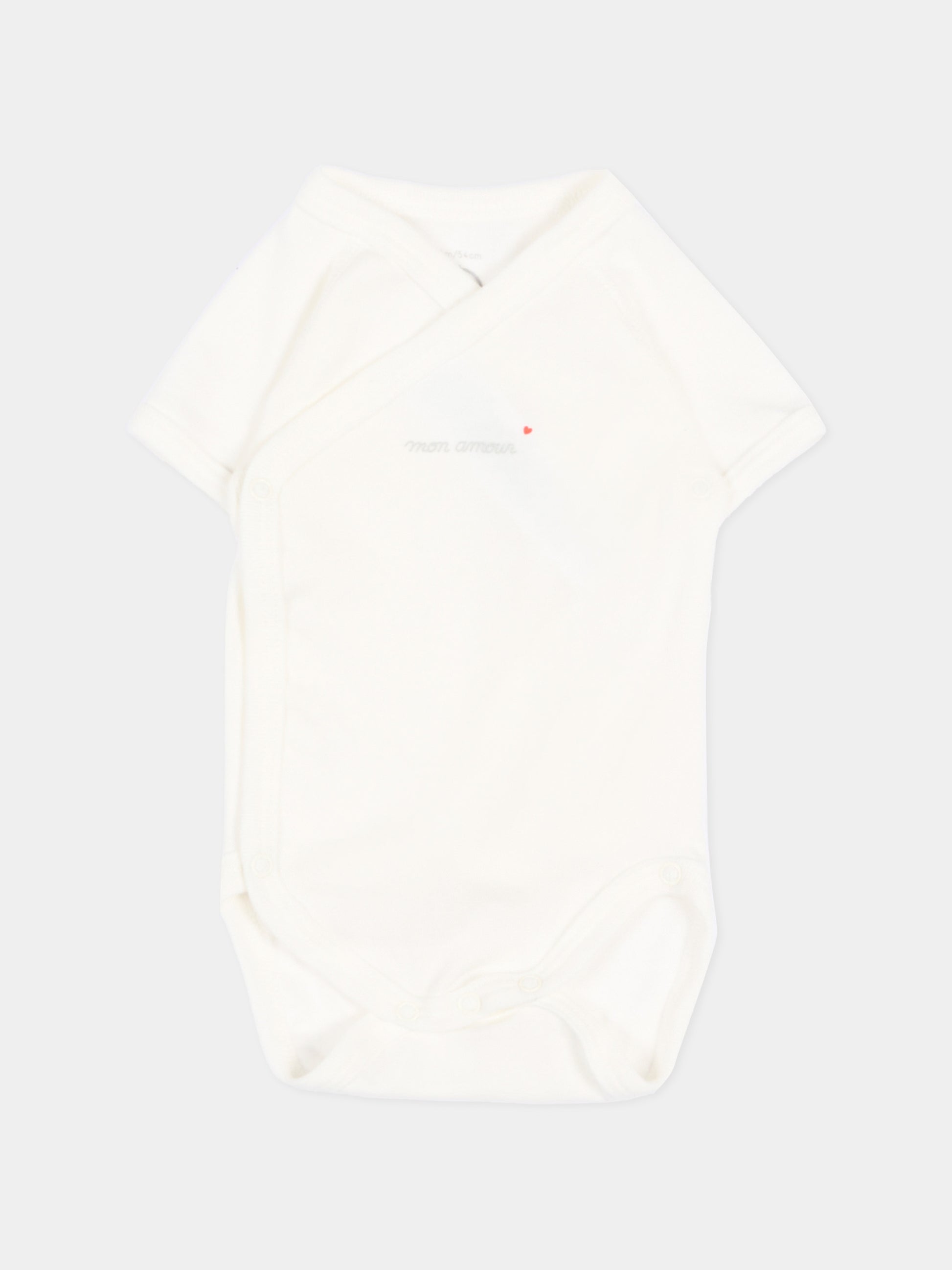 Set body bianco per neonati con dediche,Petit Bateau,A0F9Y VARIANTE 1 00