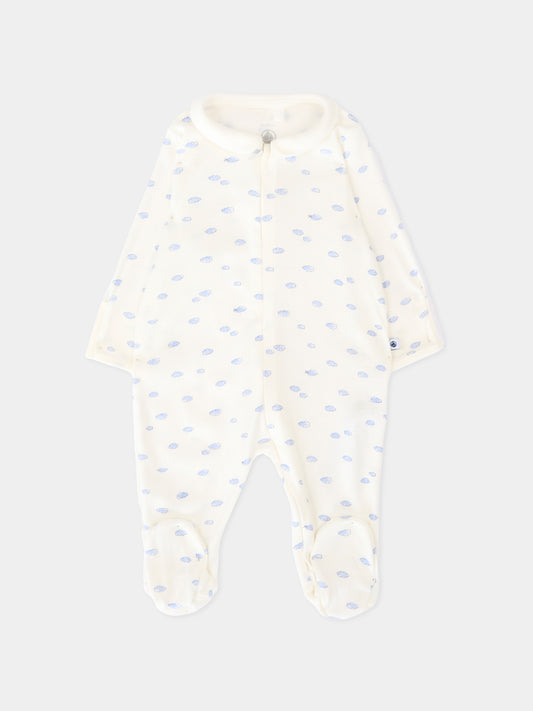 Tutina avorio per neonato con nuvole,Petit Bateau,A0F2P MARSHMALLOW/MULTICO 01