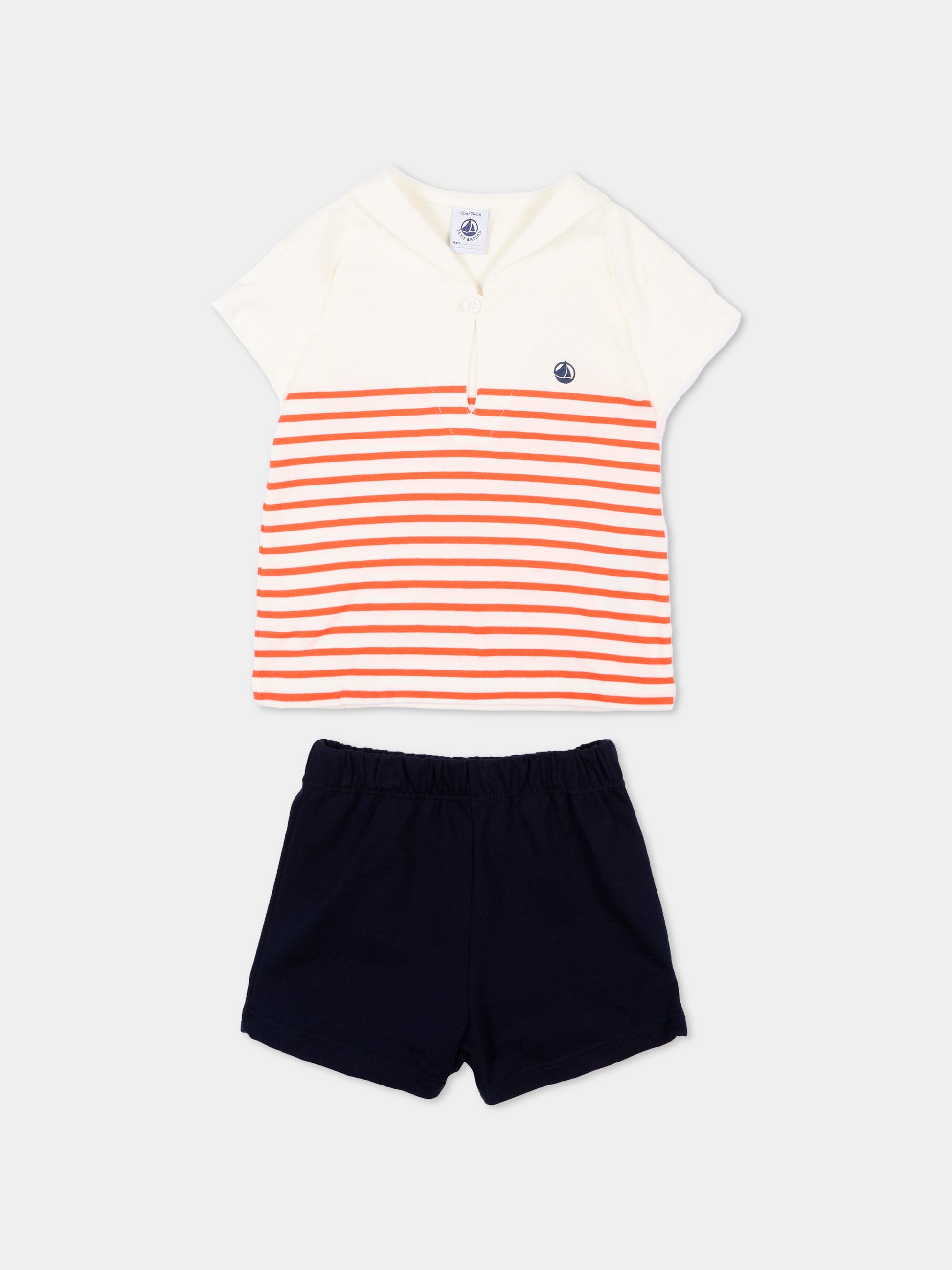 Completo sportivo multicolor per neonato righe marinare,Petit Bateau,A0F3V MARSHMALLOW/MULTICO 01