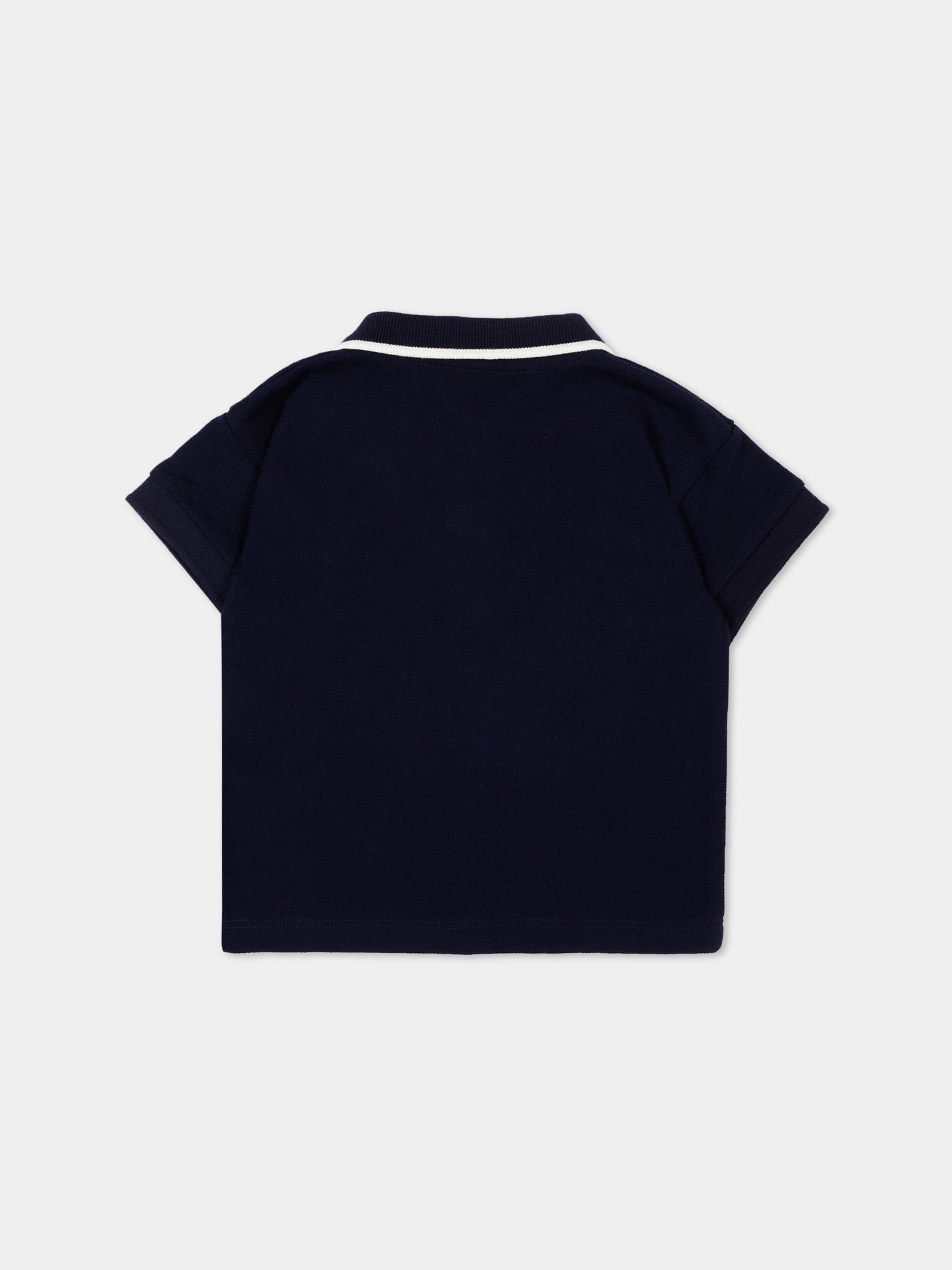 Polo blu per neonato con logo,Petit Bateau,A0FB5 SOIR 03