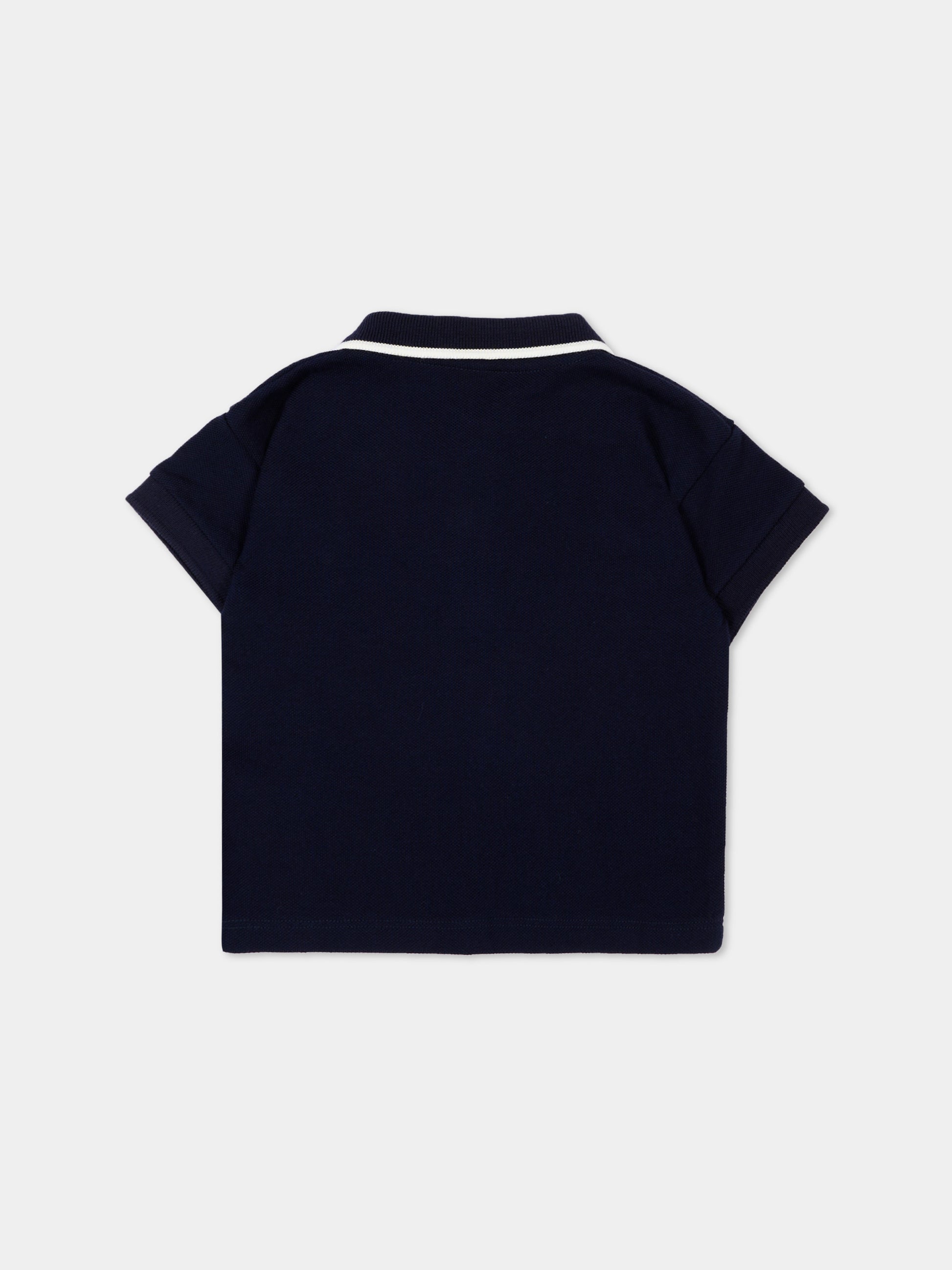 Polo blu per neonato con logo,Petit Bateau,A0FB5 SOIR 03