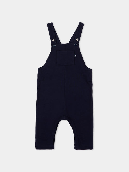 Salopette blu per neonati,Petit Bateau,A0DXD SOIR 01