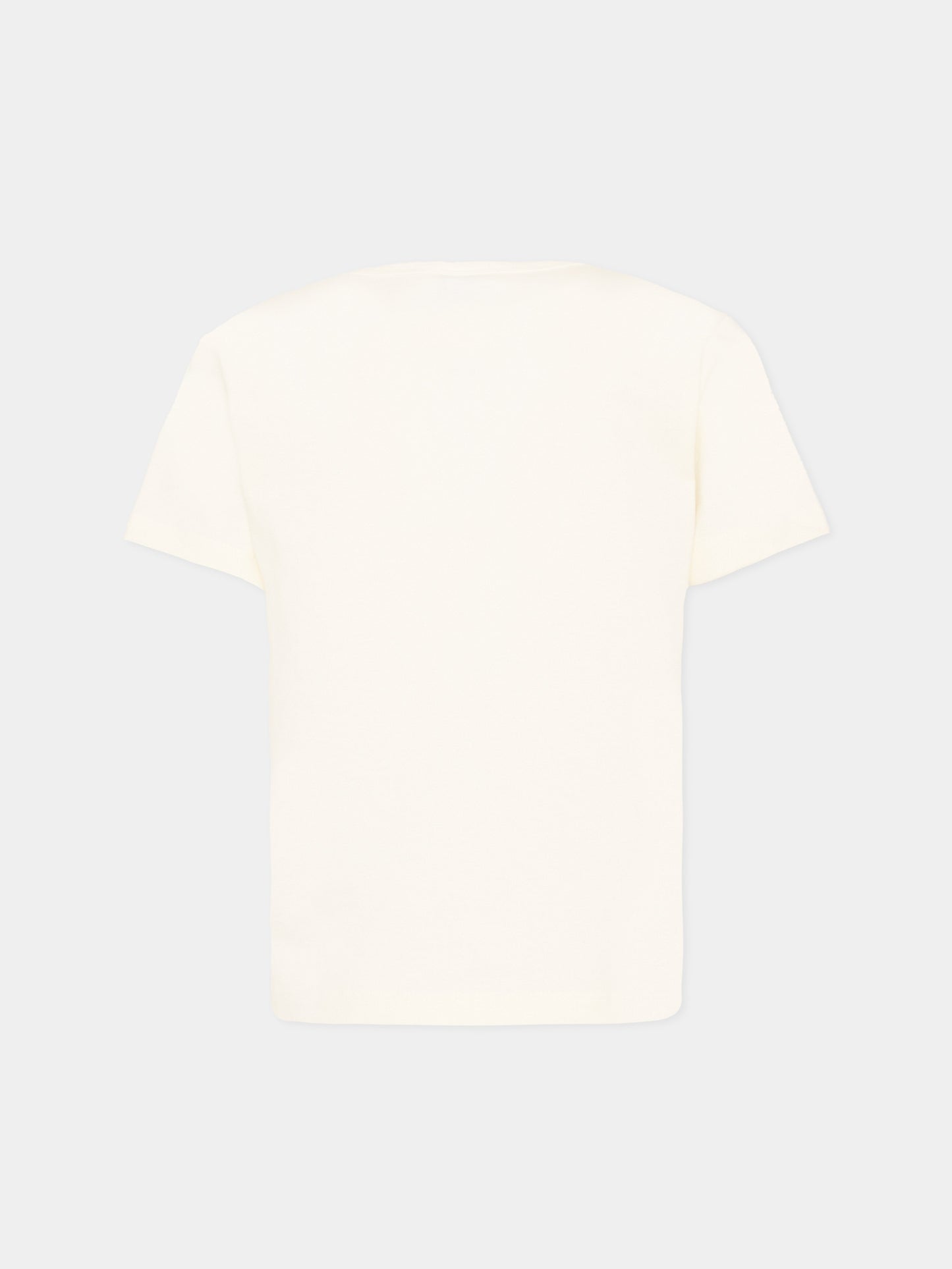 T-Shirt avorio per bambini con logo,Petit Bateau,A0FB8 MARSHMALLOW/MULTICO 04